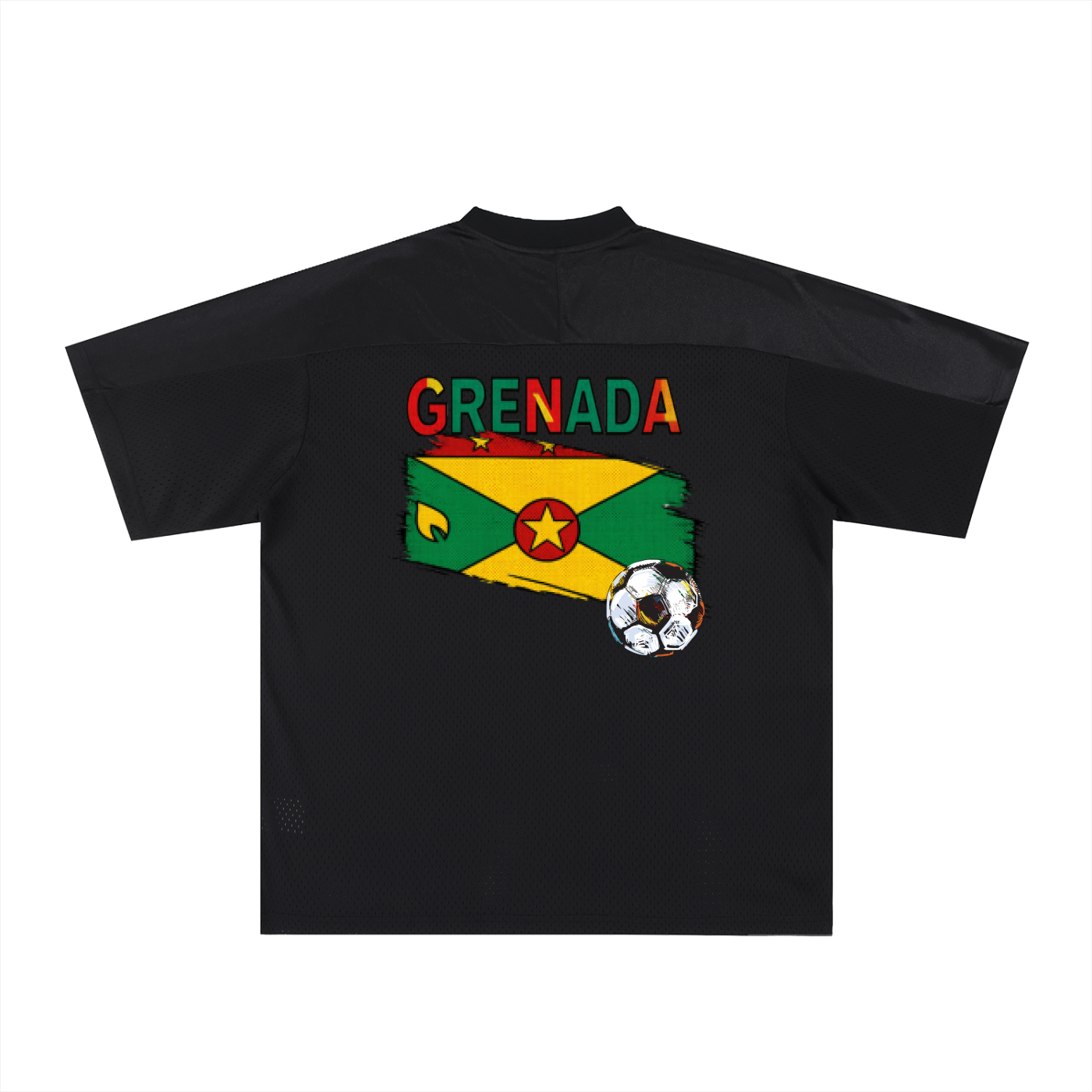 Grenada Flag Themed Graphic Mesh V-Neck Soccer Jersey