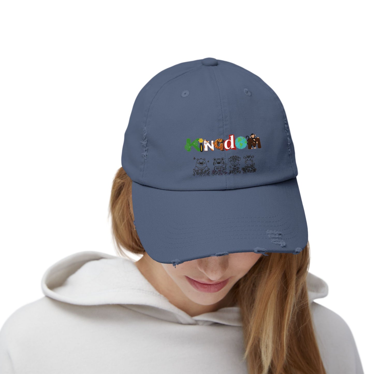 Graphic animal-themed Unisex Distressed Cap