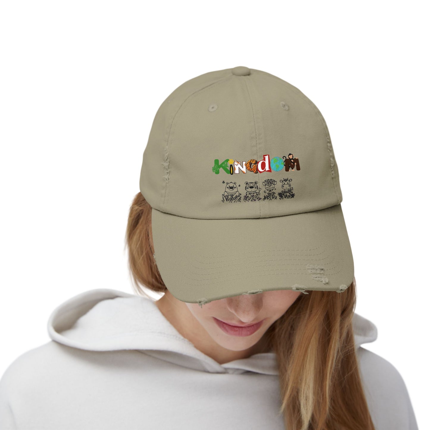 Graphic animal-themed Unisex Distressed Cap
