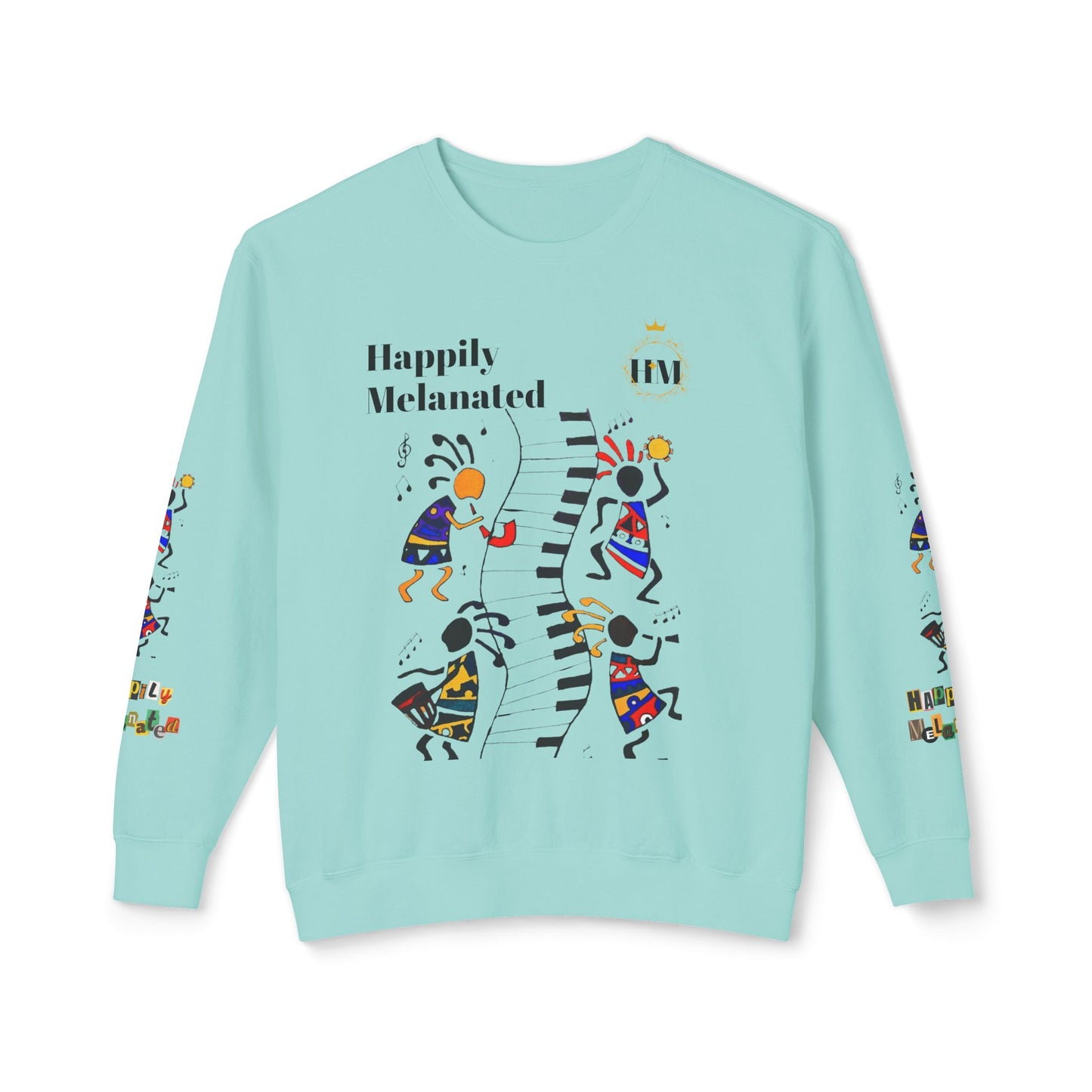 Hand-Drawn Afro Music Graphic Sweatshirt - Unisex Lightweight Crewneck