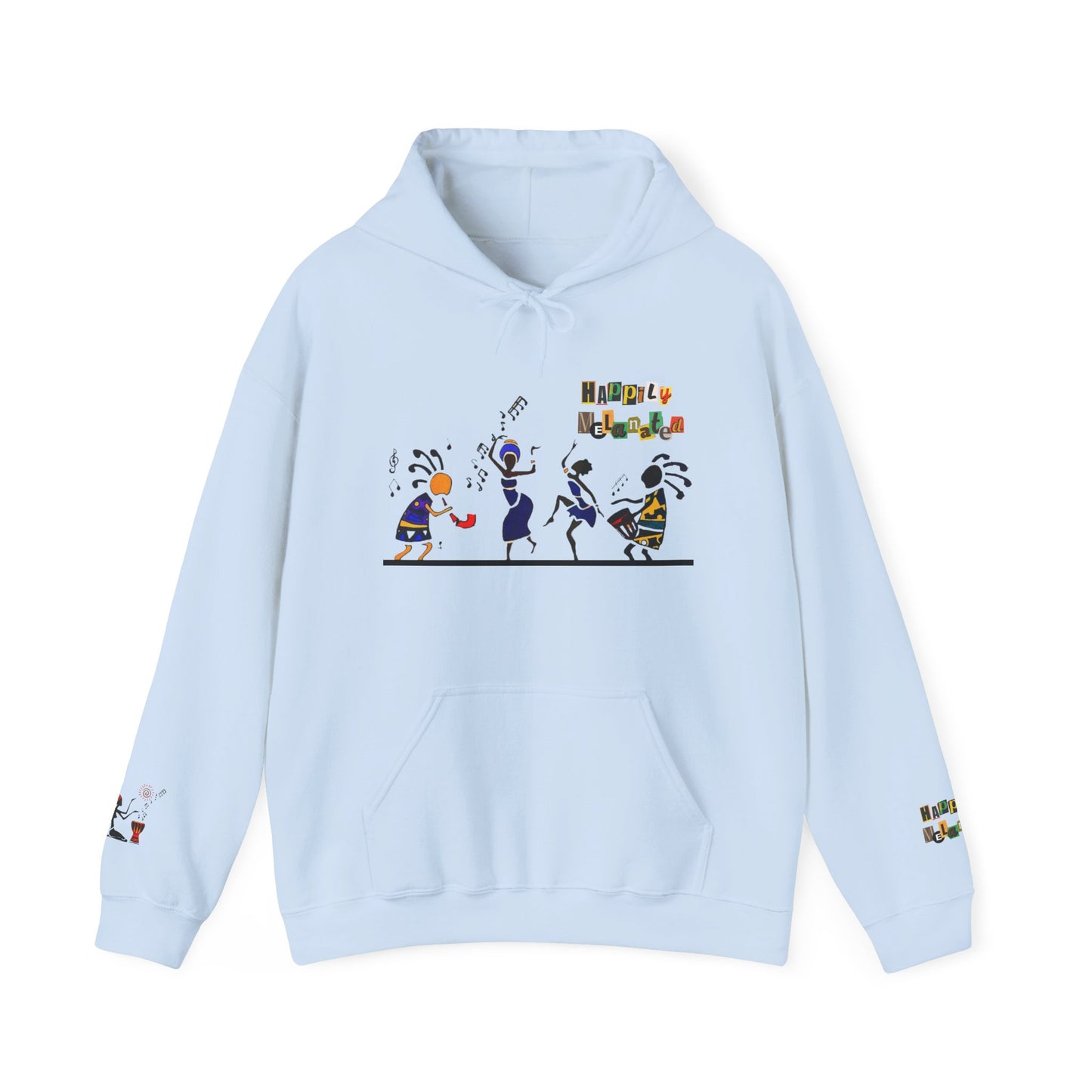 Ethnic Streetwear Pullover Hoodie, Hand-Drawn Tribal Music Art, Urban Fashion