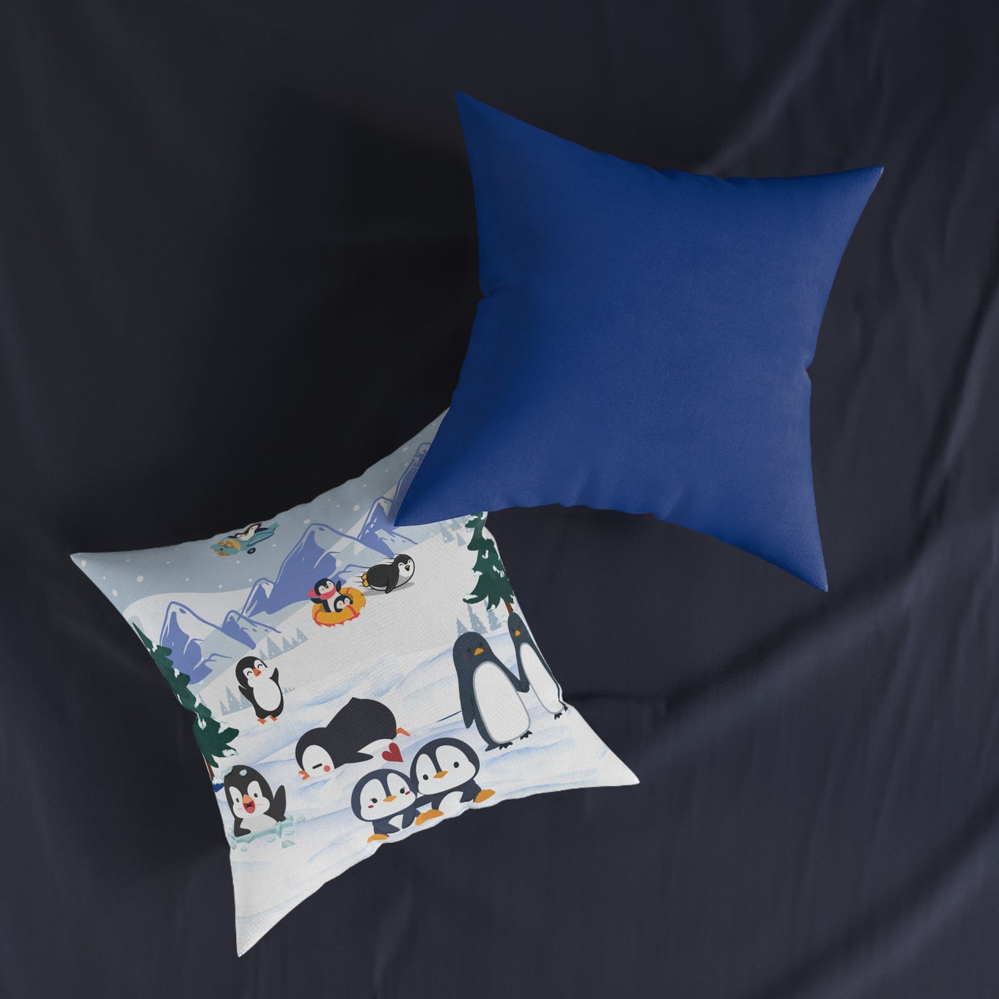 Cute Penguin Square Pillow, Cozy Winter Decor, Animal Lover Gift, Kids Room Accent
