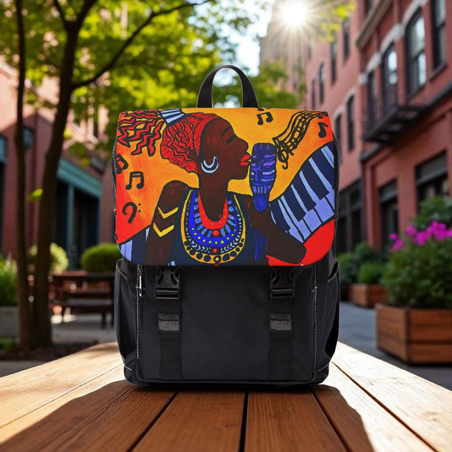 Vibrant Music-Inspired Unisex Shoulder Backpack - Stylish & Functional