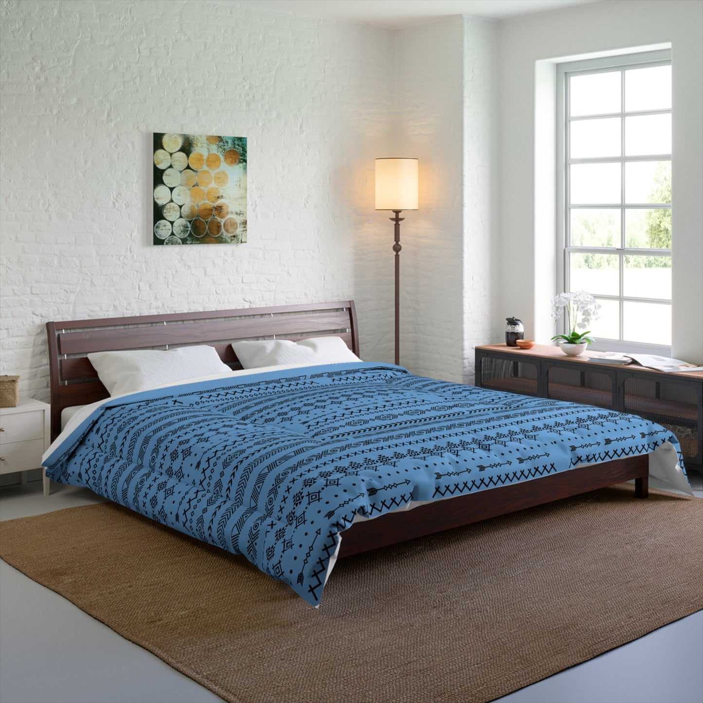 Boho Geometric Comforter, Cozy Blanket for Home Decor, Boho Style Bedding