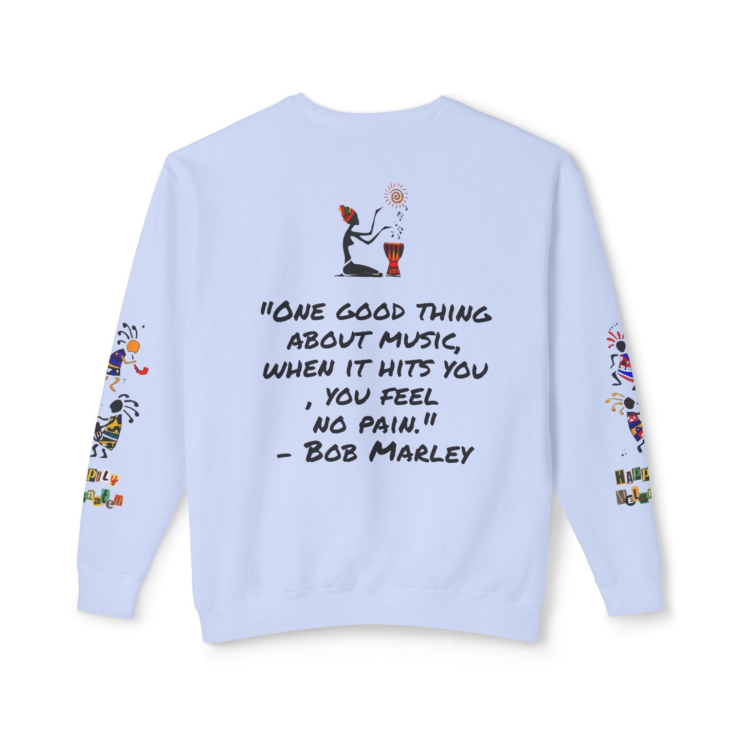 Hand-Drawn Afro Music Graphic Sweatshirt - Unisex Lightweight Crewneck, Music Lover Gift