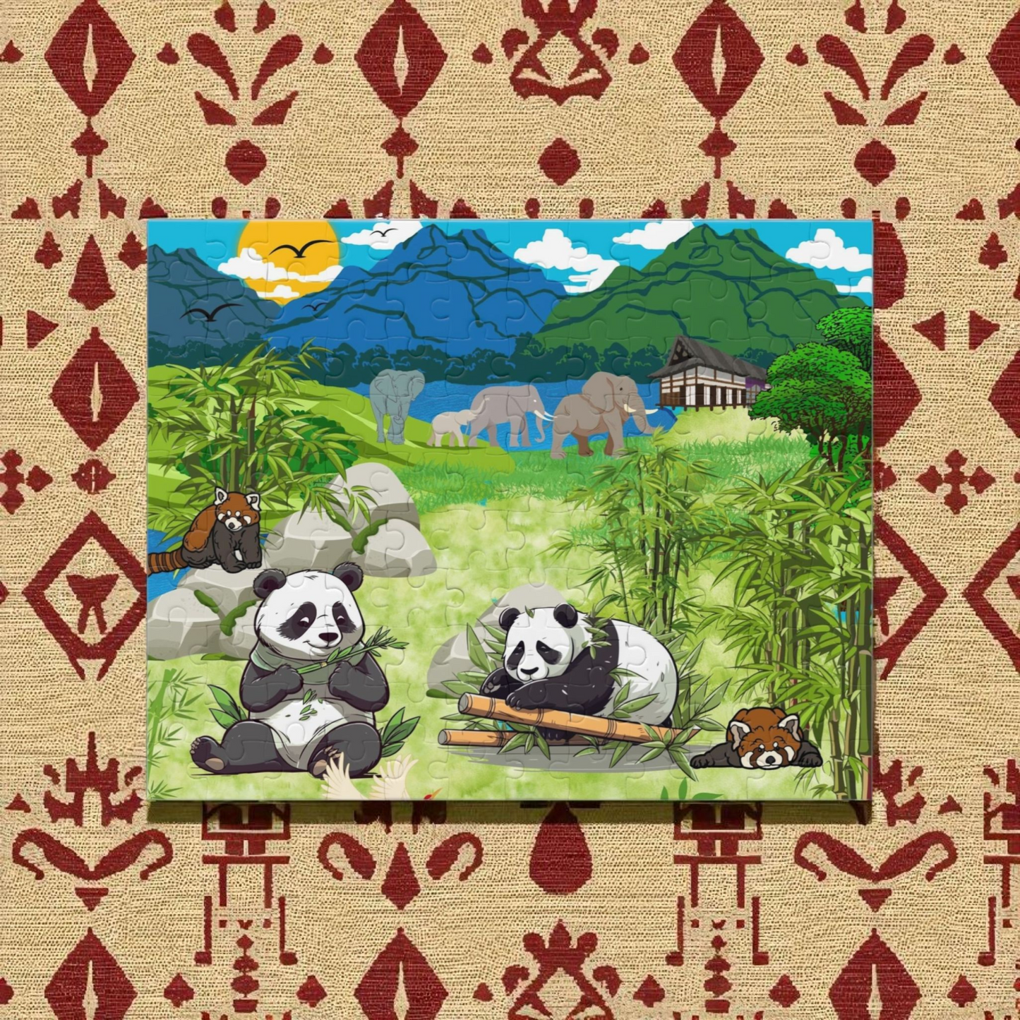 Panda Paradise Puzzle - 120, 252, 500-Piece Nature Jigsaw for Animal Lovers