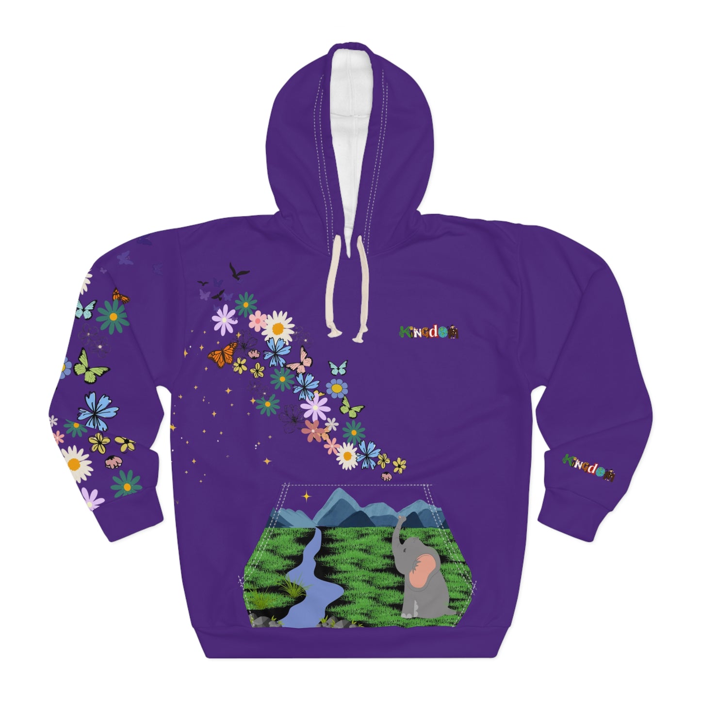 Elephant Floral Unisex Pullover Hoodie, Graphic Sweatshirt, Animal Lover Gift, Boho Clothing