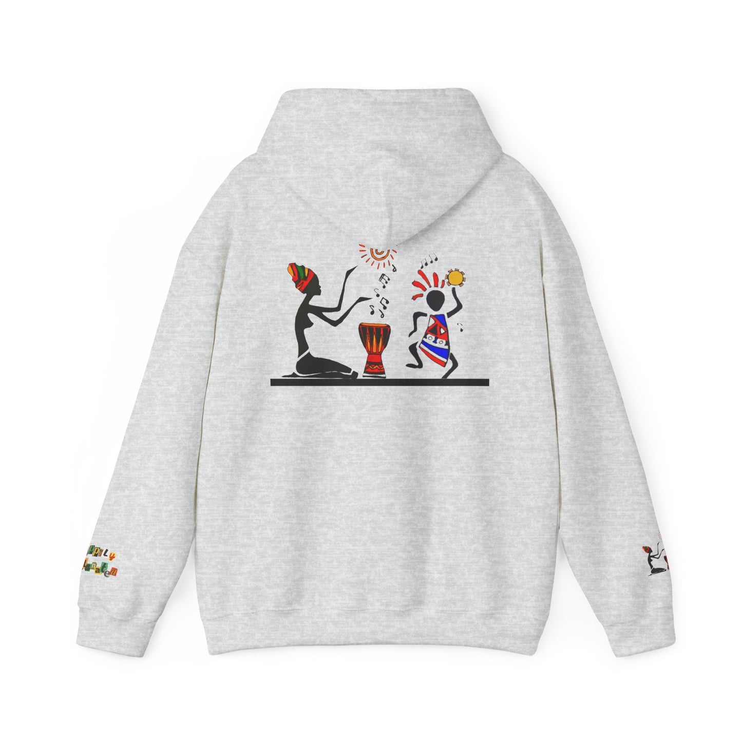 Ethnic Streetwear Pullover Hoodie, Hand-Drawn Tribal Music Art, Urban Fashion