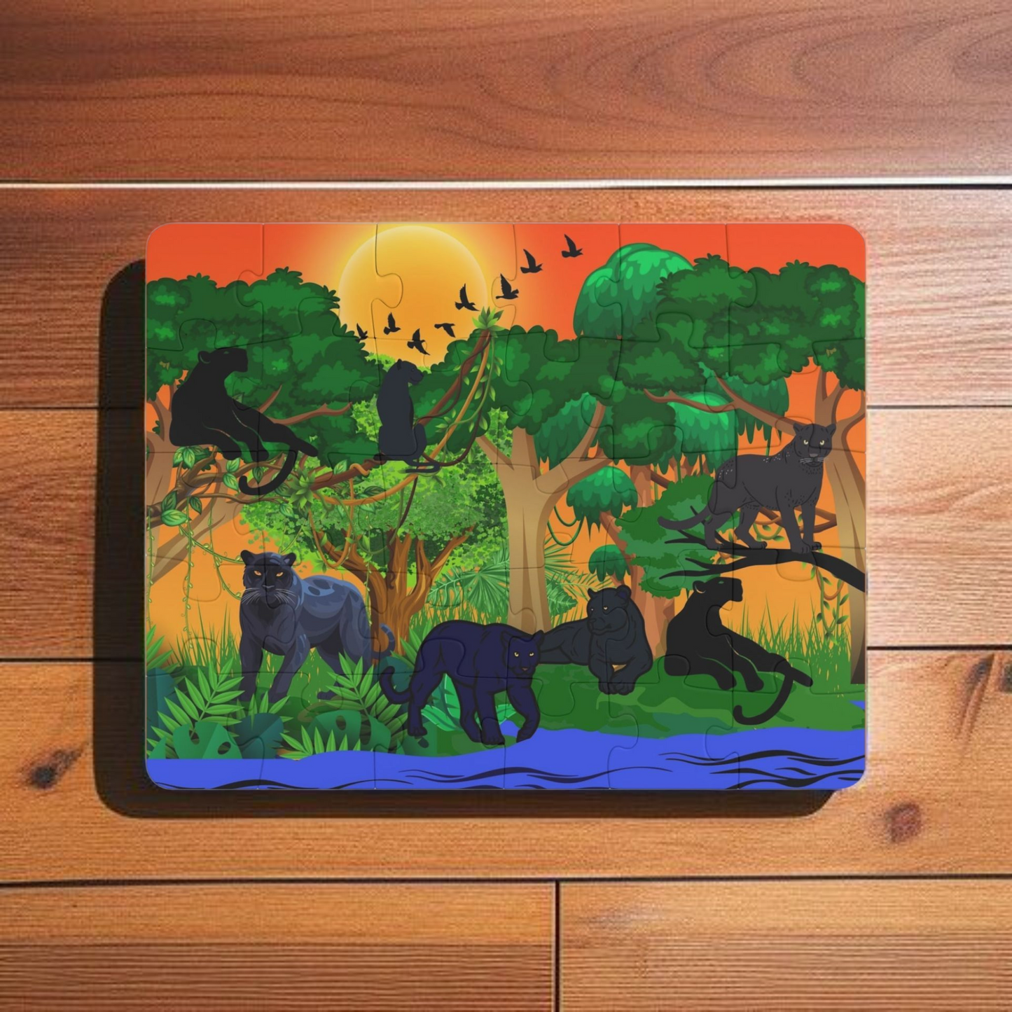 Panther Animals in Jungle Kids Puzzle, 30-Piece - Fun Educational Activity for Children