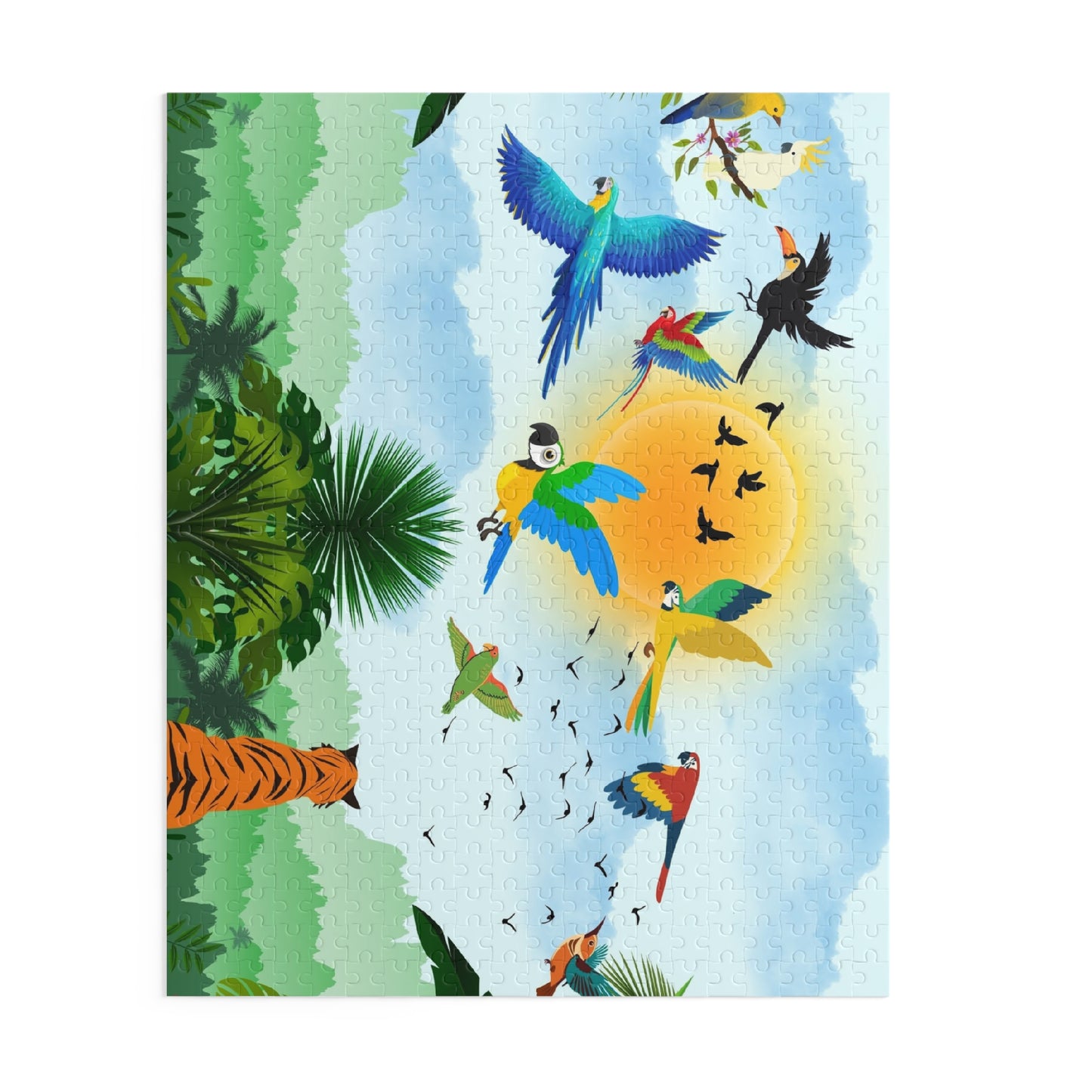 Vibrant Jungle Wildlife Puzzle - 120/252/500-Piece Tropical Scene