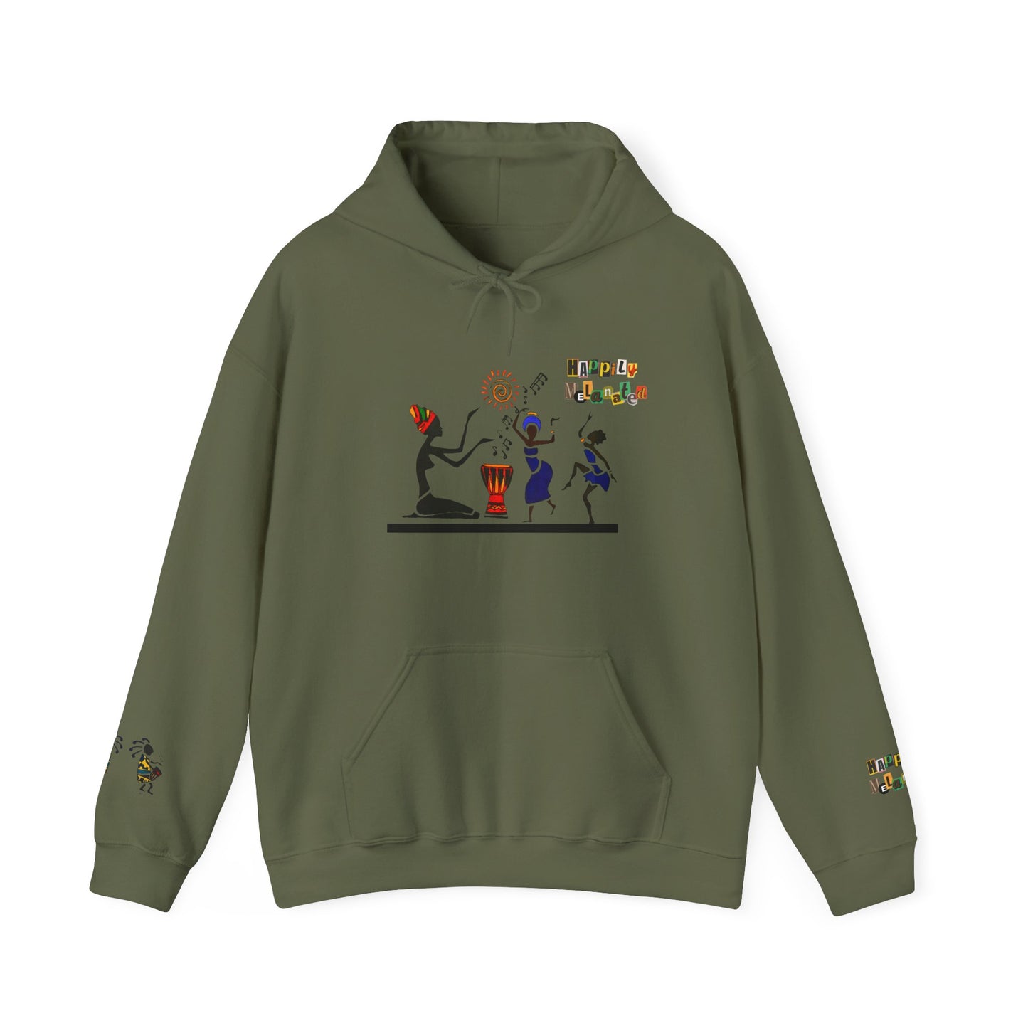 Ethnic Streetwear Unisex Heavy Blend, Hand-Drawn Tribal Music Art, Daily Wear