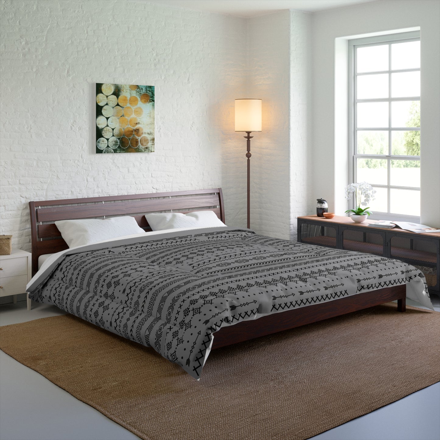Bohemian Geometric Comforter, Cozy Blanket for Home Decor, Boho Style Bedding