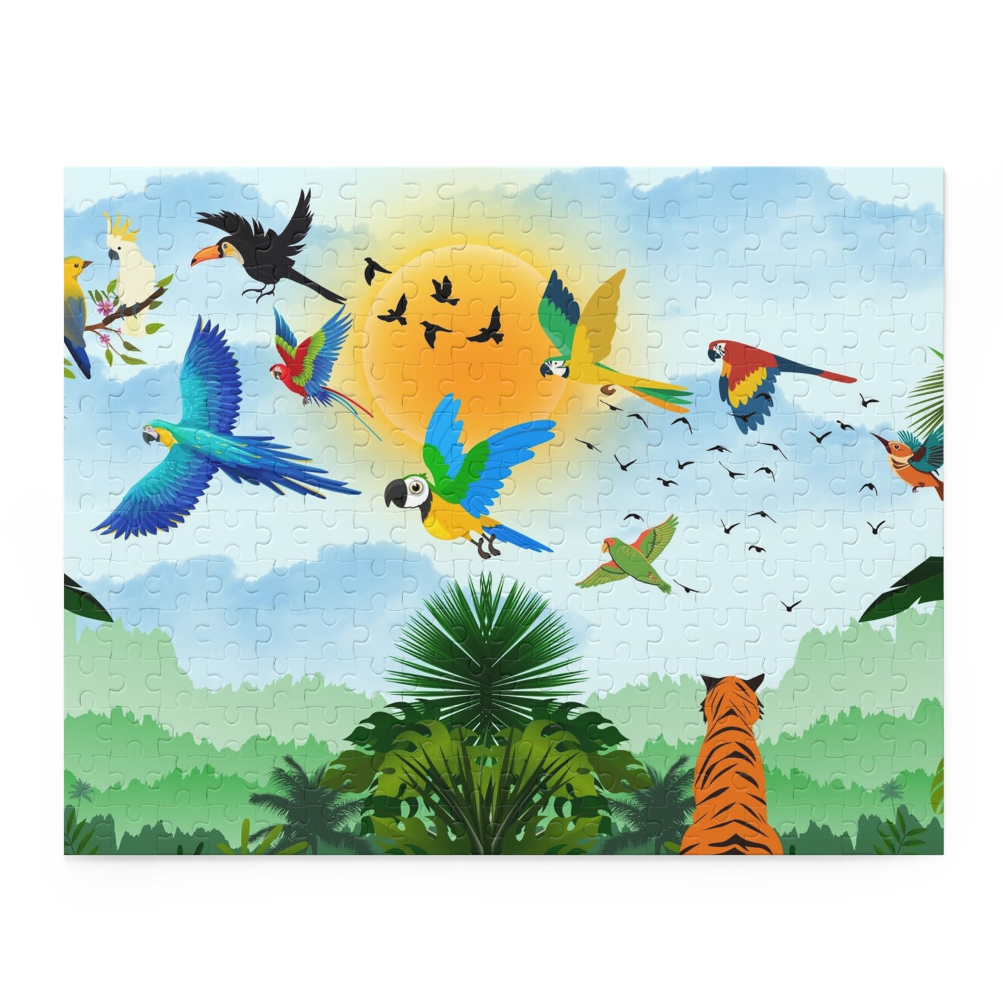 Vibrant Jungle Wildlife Puzzle - 120/252/500-Piece Tropical Scene