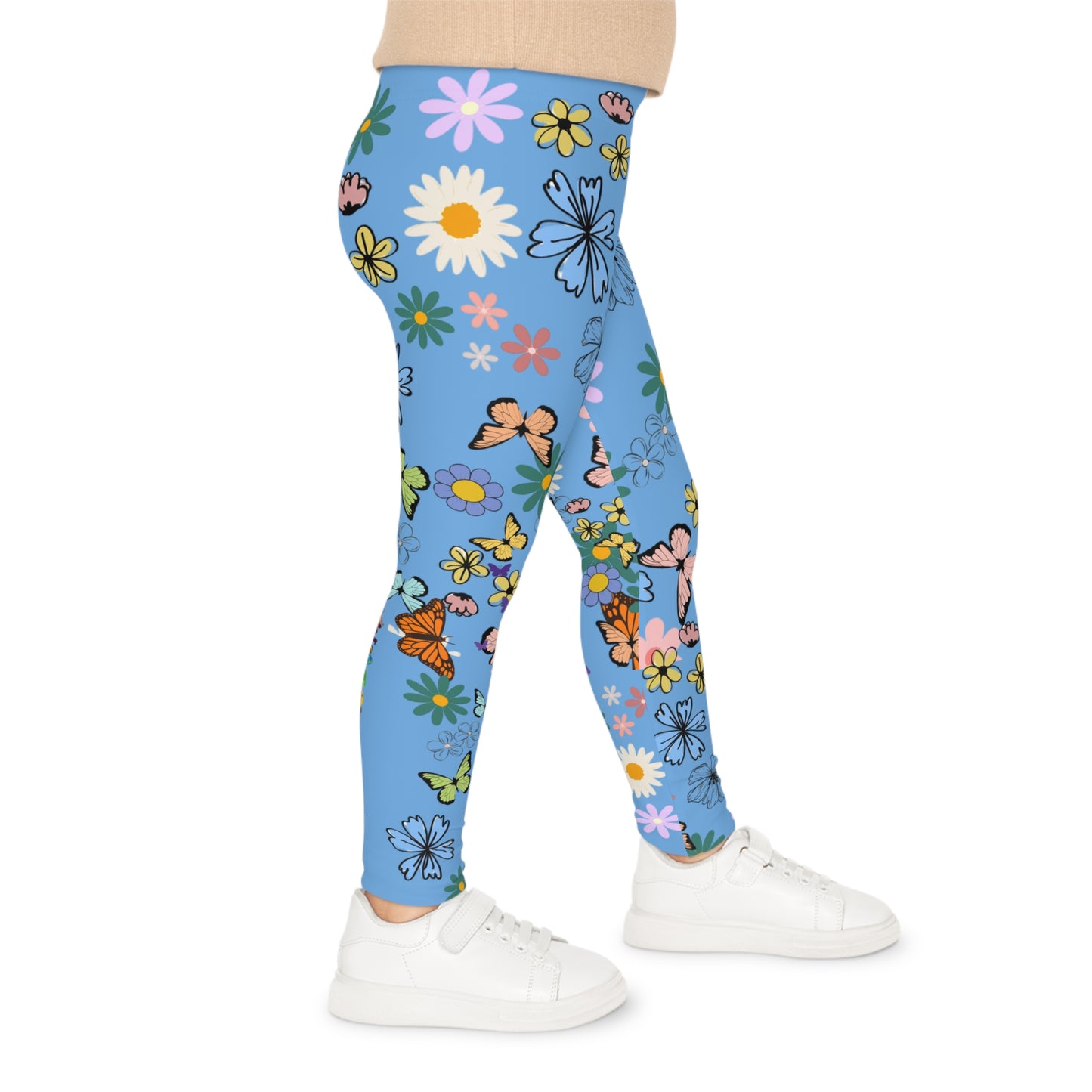 Colorful Floral Kids Leggings - Playful Butterfly & Flower Design