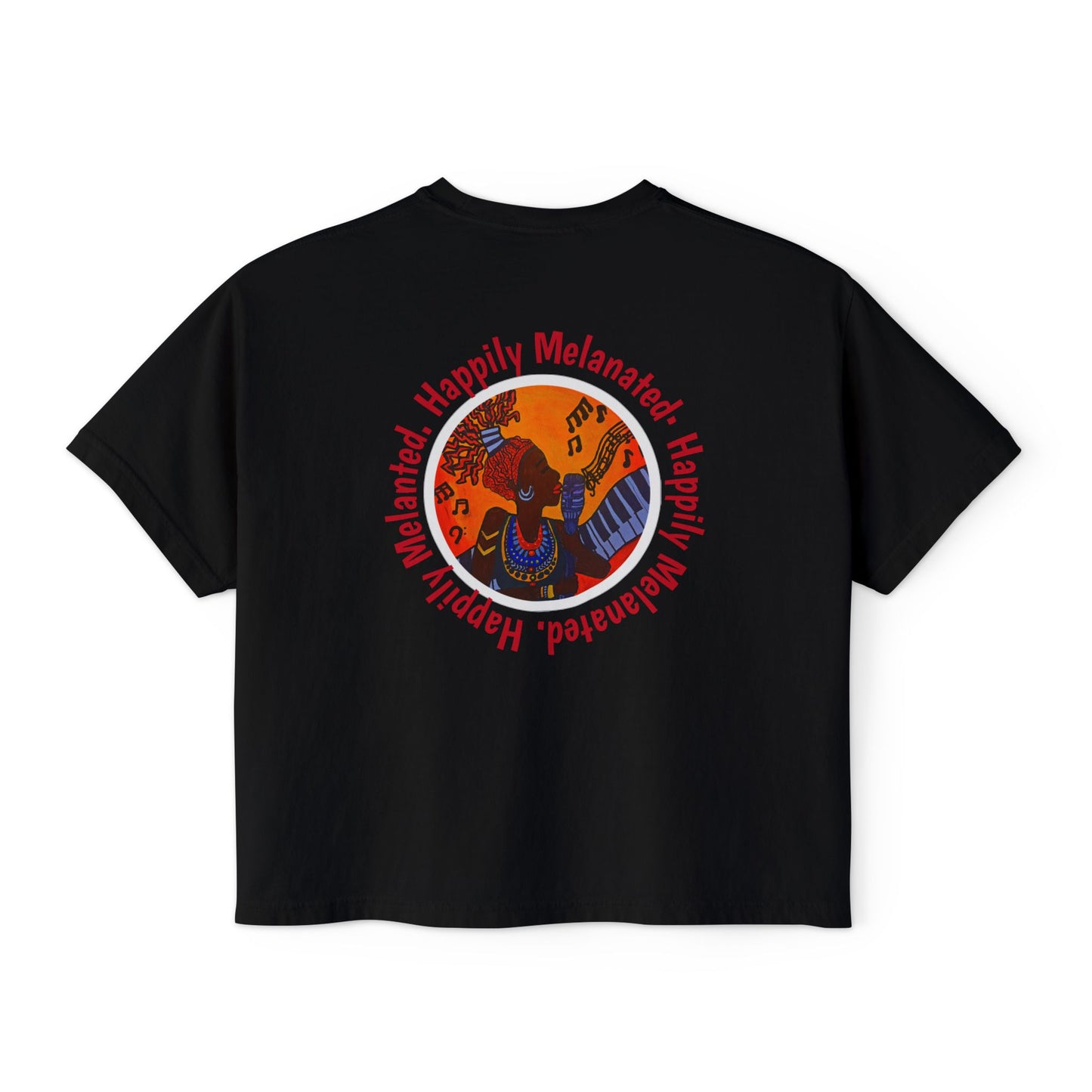 Women's Afro Music Cartoon Oversized Boxy T-shirt