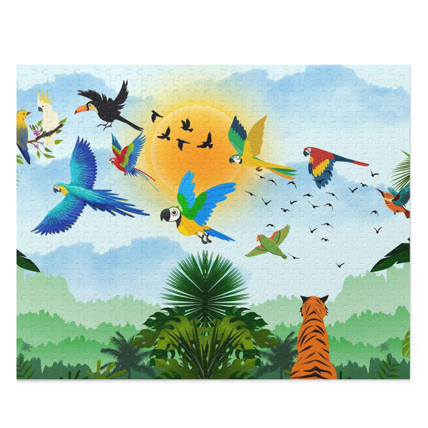 Vibrant Jungle Wildlife Puzzle - 120/252/500-Piece Tropical Scene