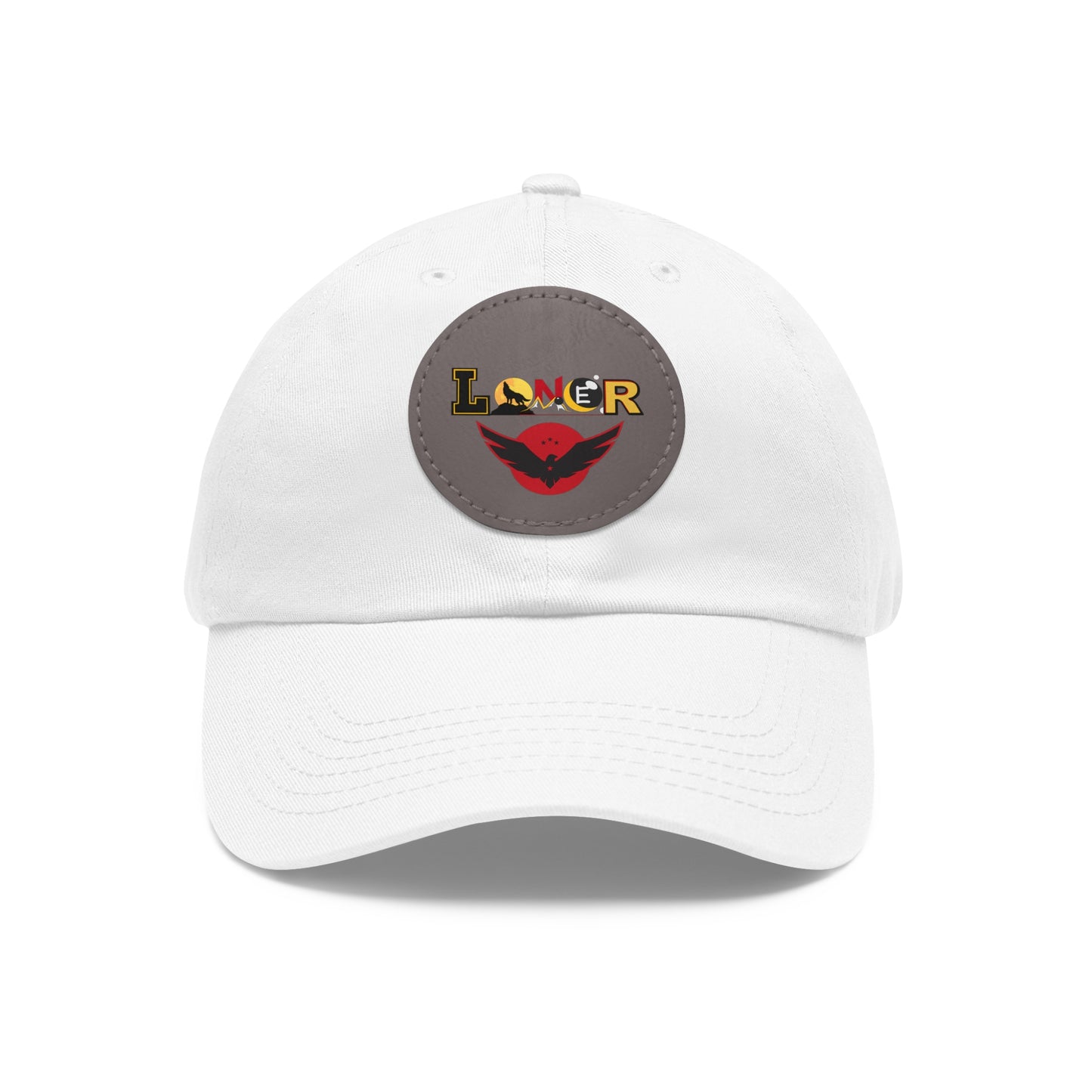 Dad Hat - Lone Wolf Themed Unisex Dad Hat with Leather Patch (Round) Unisex