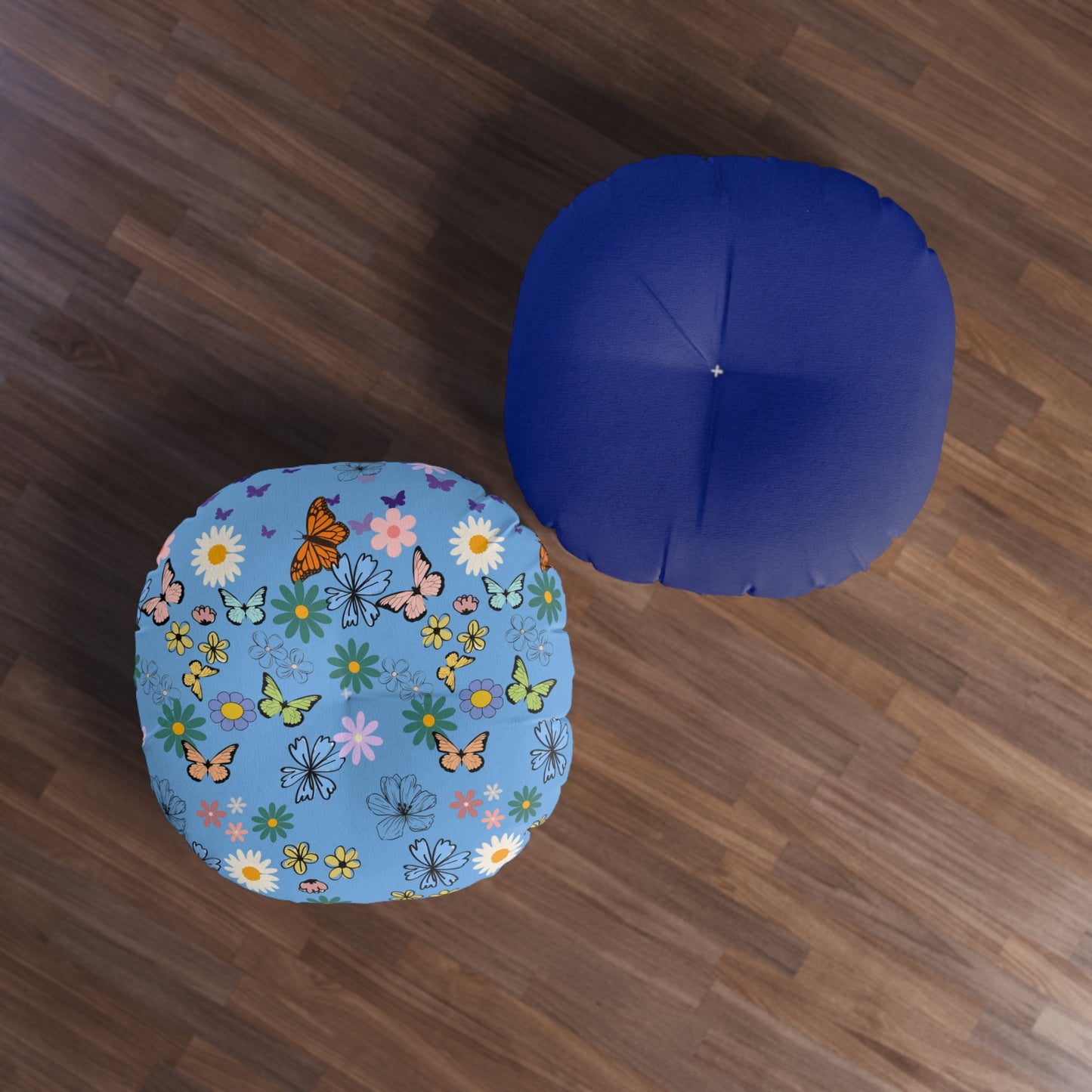 Floral Tufted Floor Pillow - Round Cushion for Cozy Decor