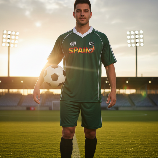 Spain Flag Themed Graphic Stripe Collared Soccer Jersey