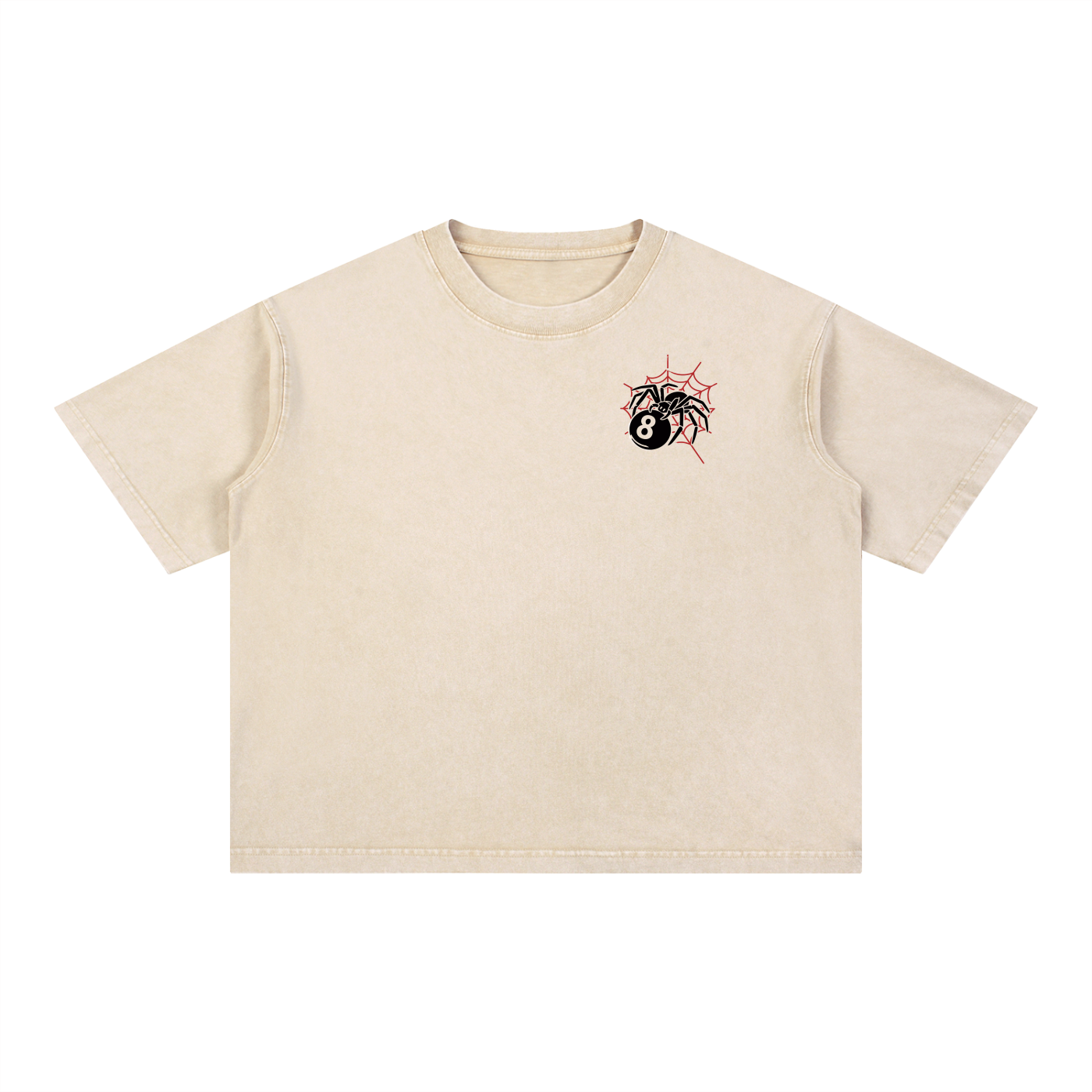 Gothic Spider Art Graphic Unisex Mineral Wash Boxy Cotton T-Shirt