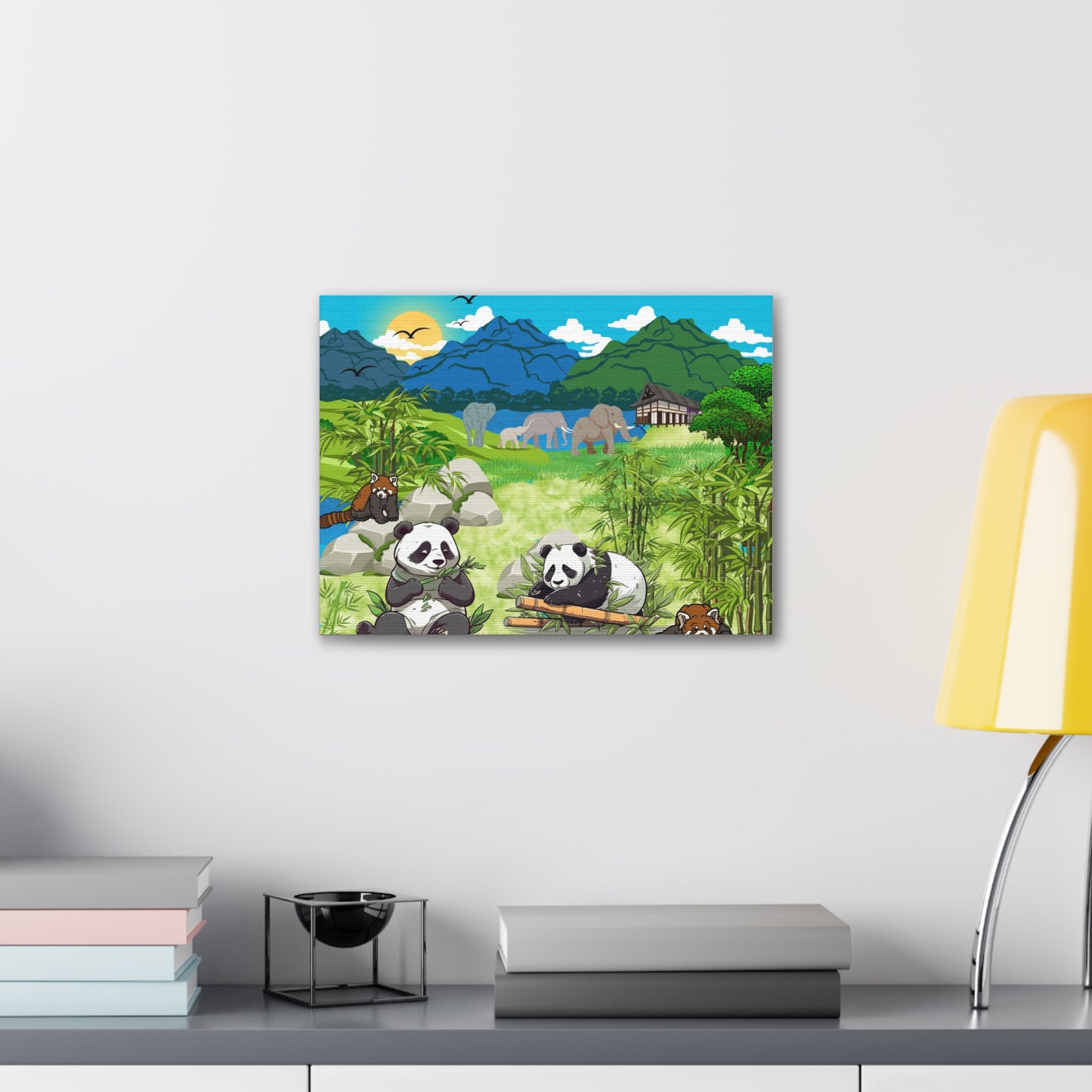 Panda Wall Art Canvas, Gallery Wraps, Panda Canvas Print, Home Decor