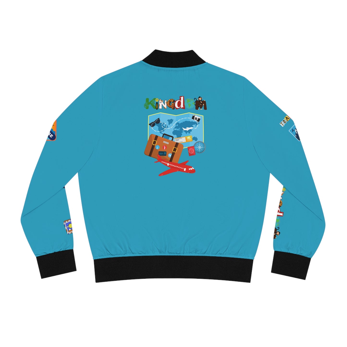 Explorer Themed Graphic Women's Bomber Jacket - Travel Enthusiast Vacation Mode