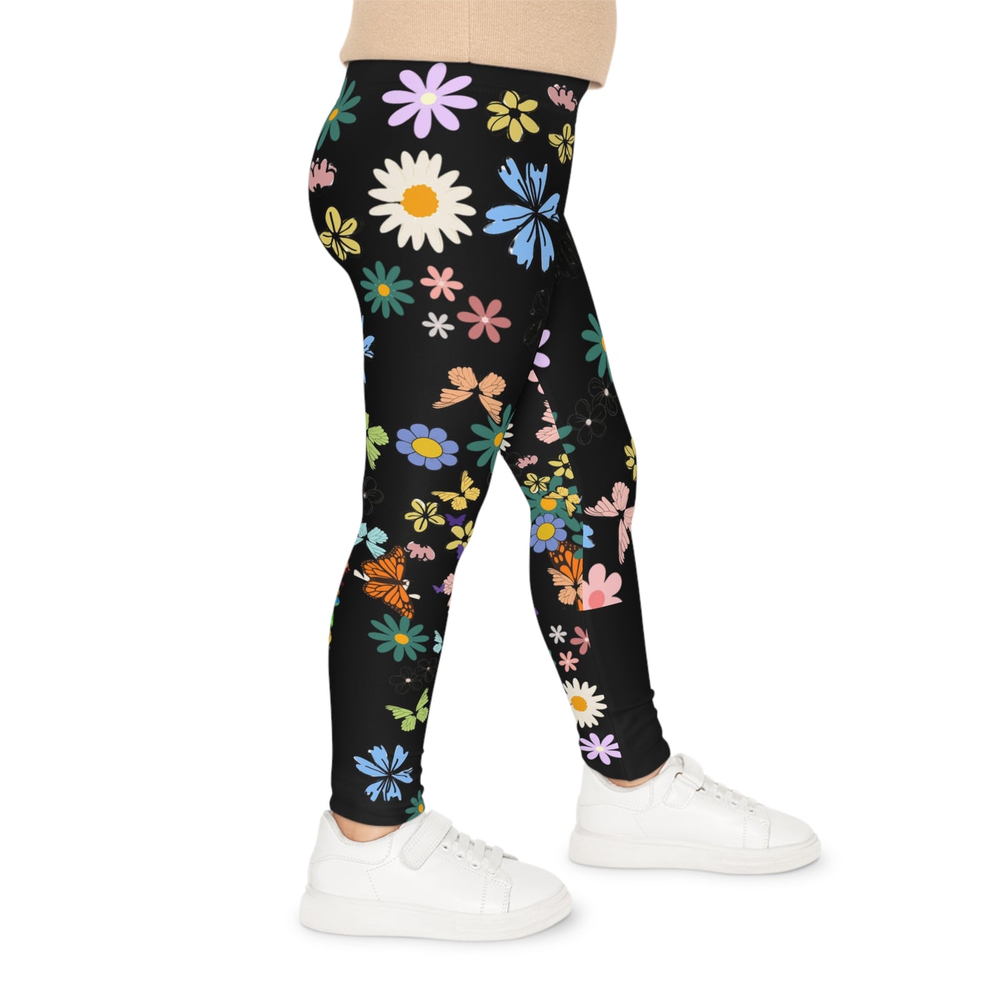 Colorful Floral Kids Leggings - Playful Butterfly & Flower Design