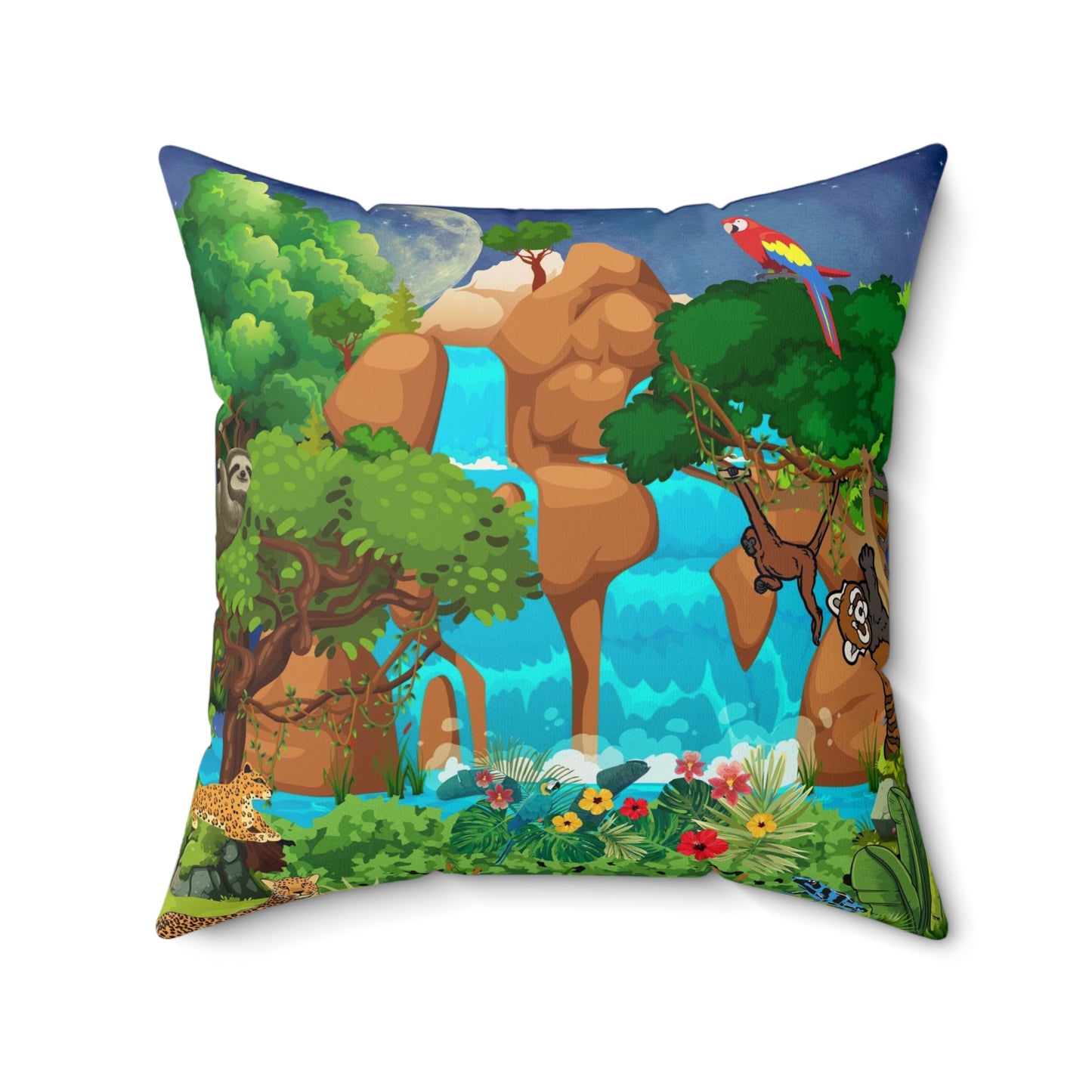 Nature-Inspired Decorative Pillow - Jungle Oasis Design