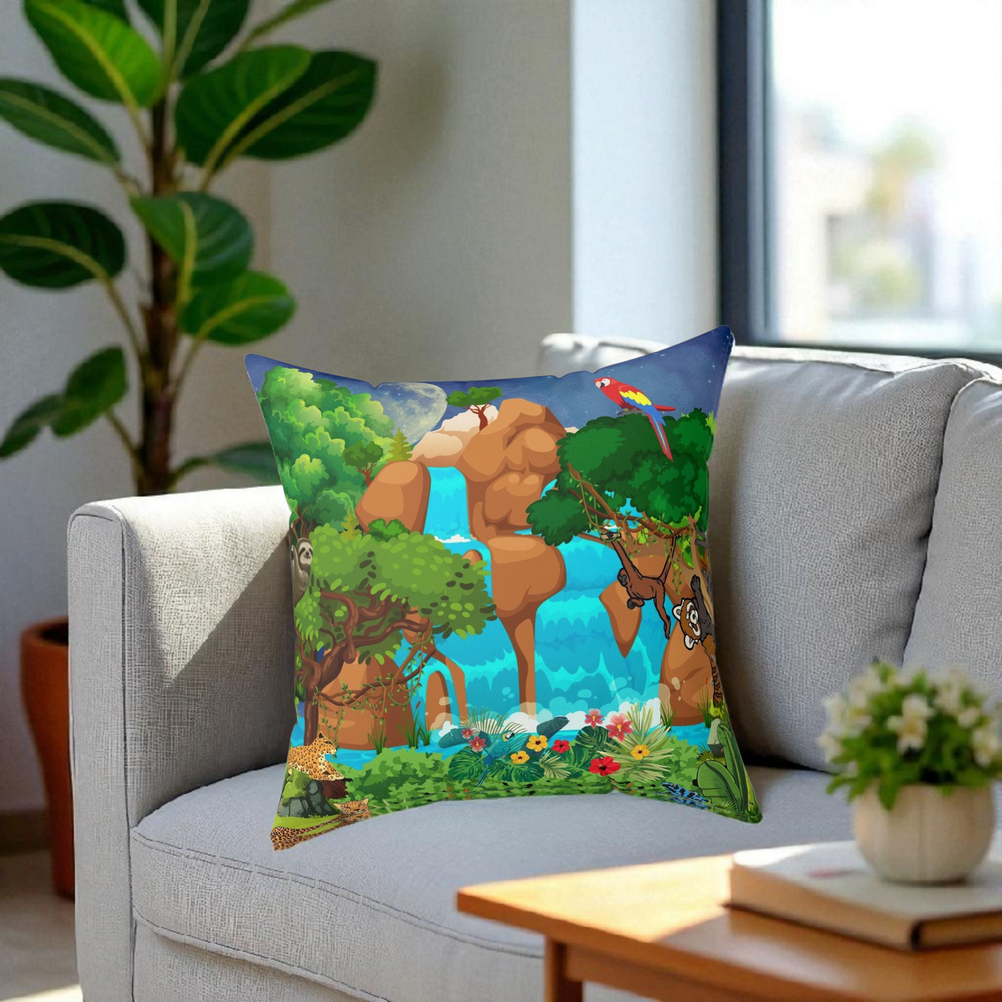 Nature-Inspired Decorative Pillow - Jungle Oasis Design