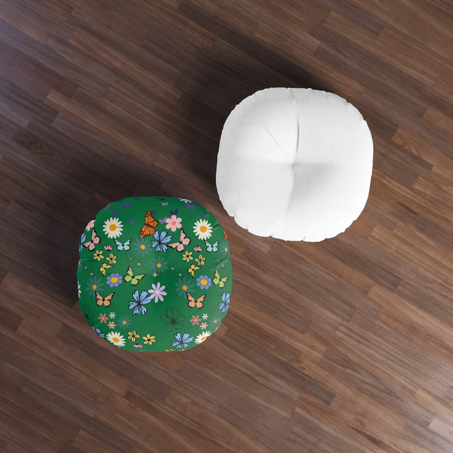 Floral Tufted Floor Pillow - Round Cushion for Cozy Decor