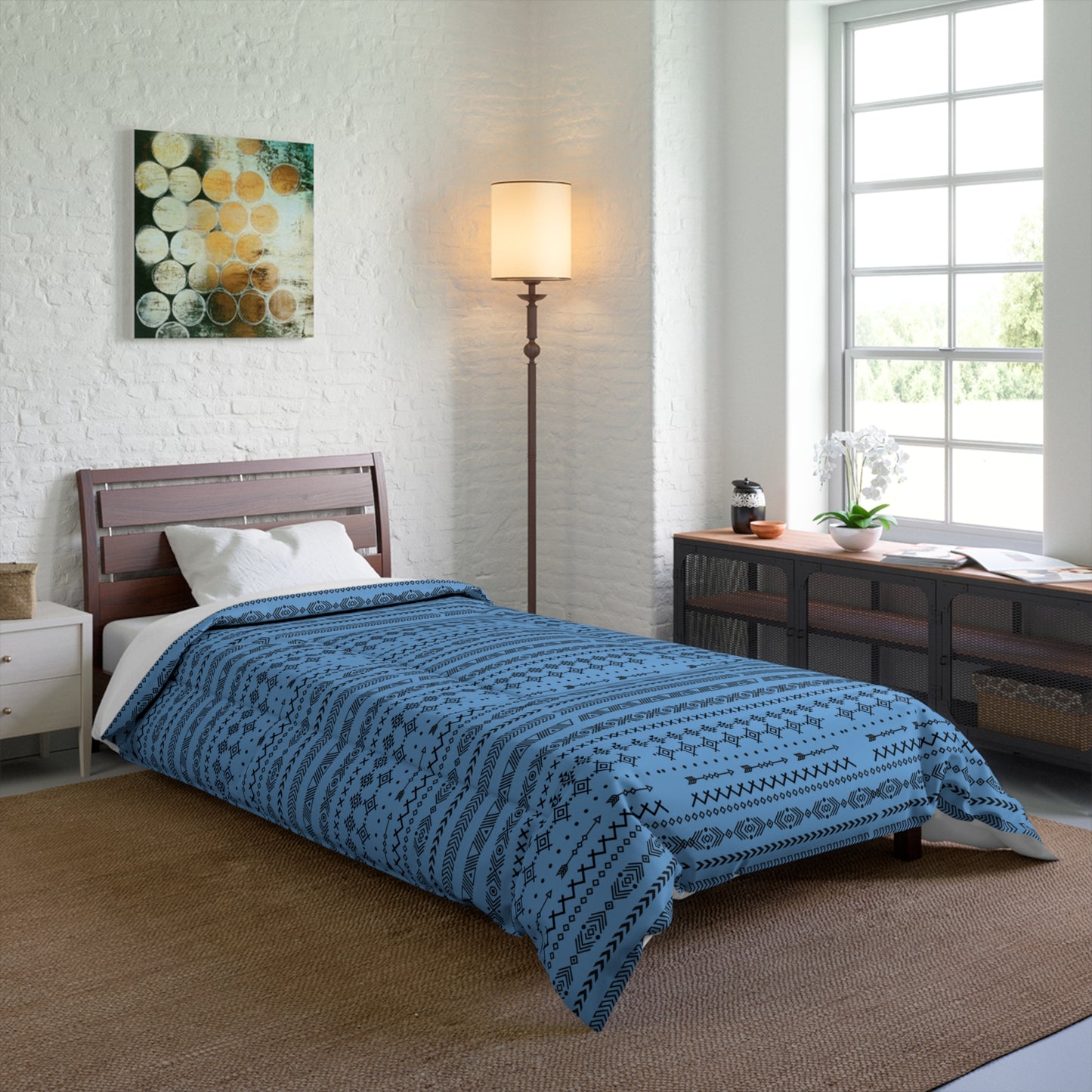Boho Geometric Comforter, Cozy Blanket for Home Decor, Boho Style Bedding