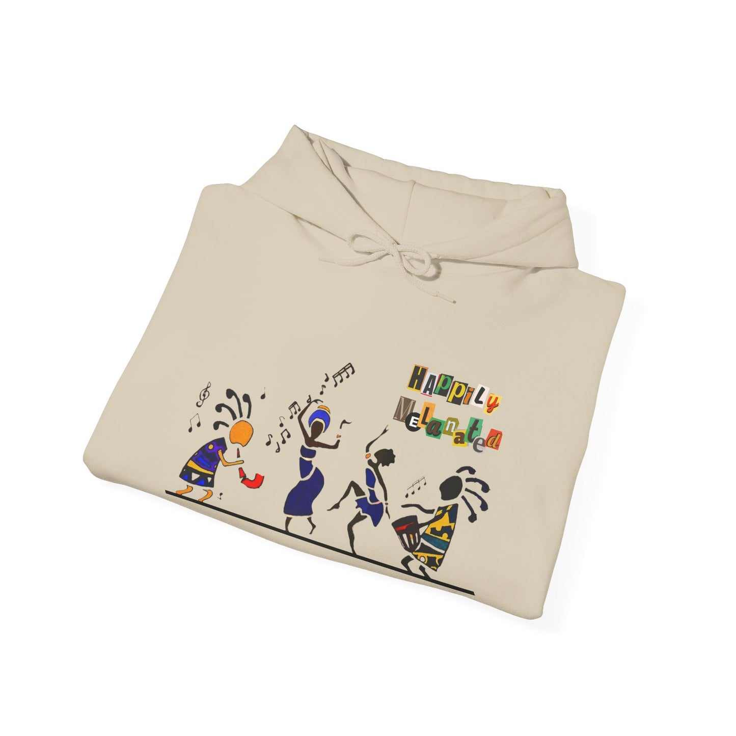 Ethnic Streetwear Pullover Hoodie, Hand-Drawn Tribal Music Art, Urban Fashion