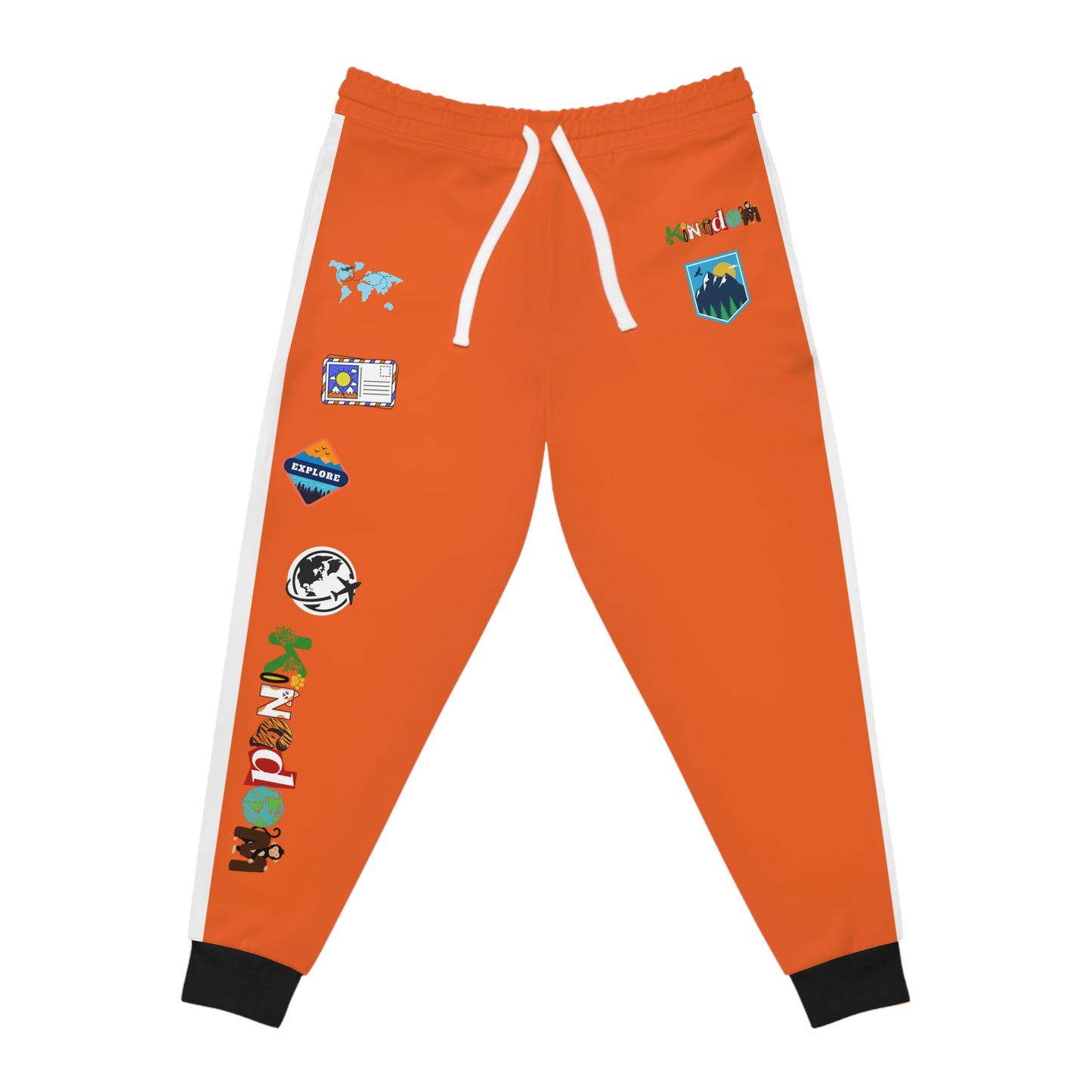 Graphic Travel-Inspired Athletic Joggers, Unisex Workout Pants