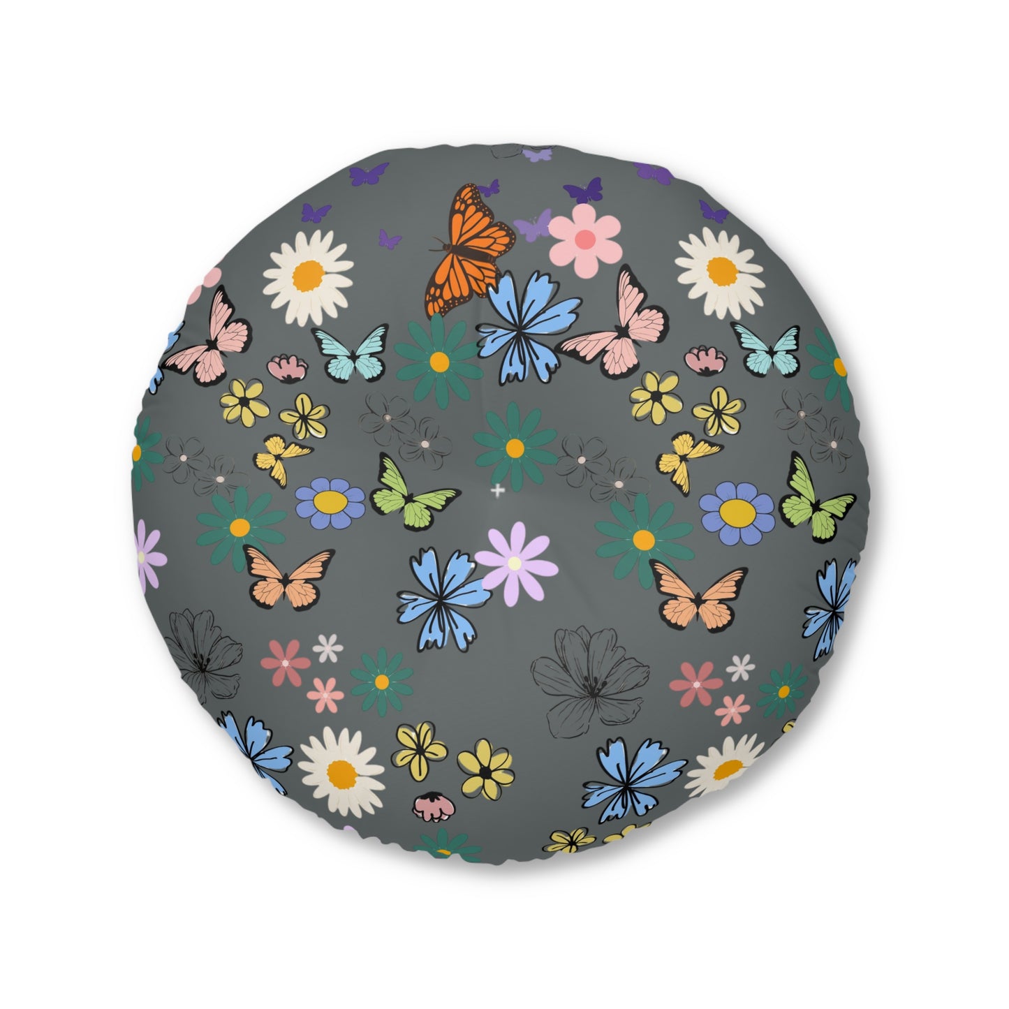 Floral Tufted Floor Pillow - Round Cushion for Cozy Decor