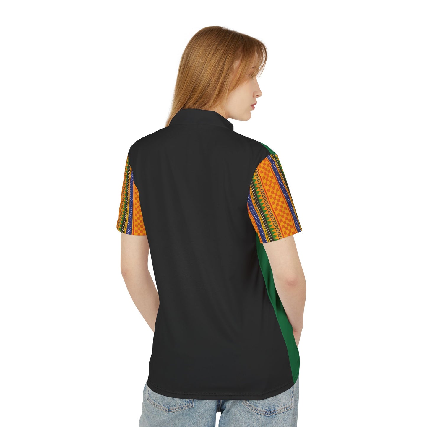 African Kente Stripe Polo Shirt — Vibrant Cultural Print Golf Polo