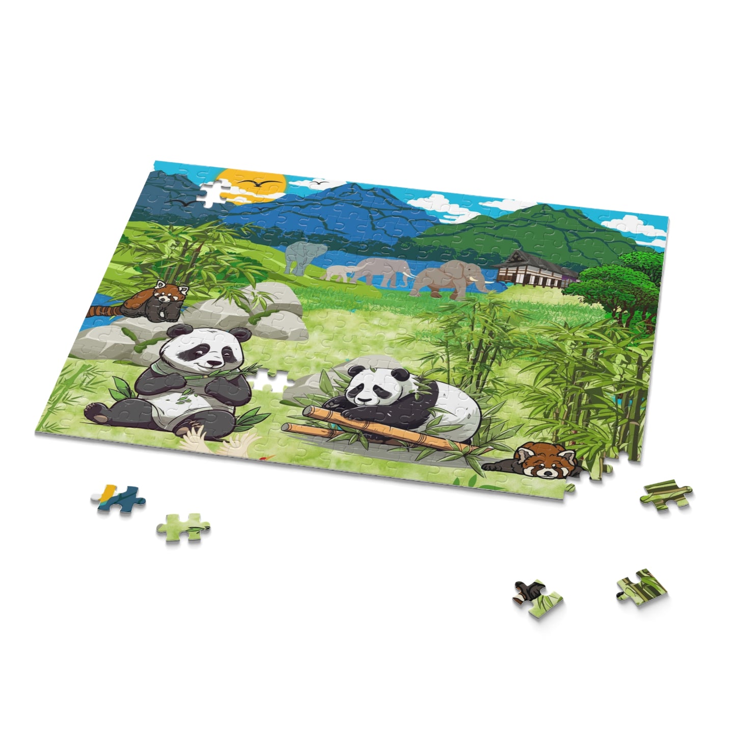 Panda Paradise Puzzle - 120, 252, 500-Piece Nature Jigsaw for Animal Lovers