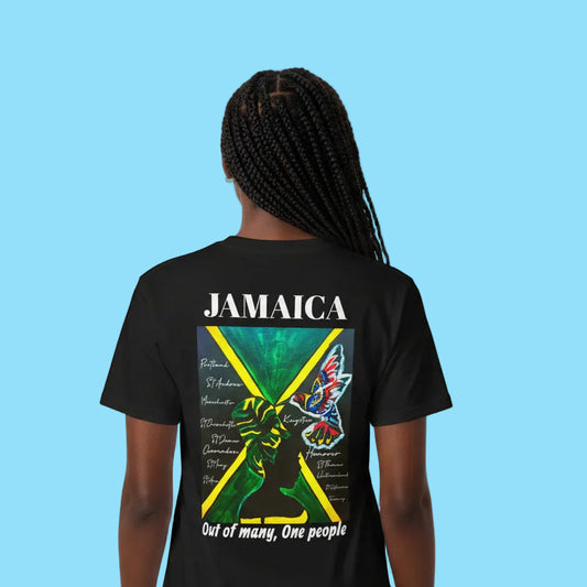 Handcrafted Jamaican Flag Art Graphic Tee, Unisex Garment-Dyed T-shirt
