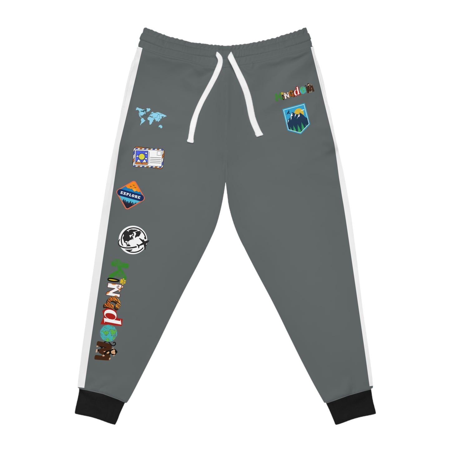 Graphic Travel-Inspired Athletic Unisex Joggers, Casual Fitness Pants