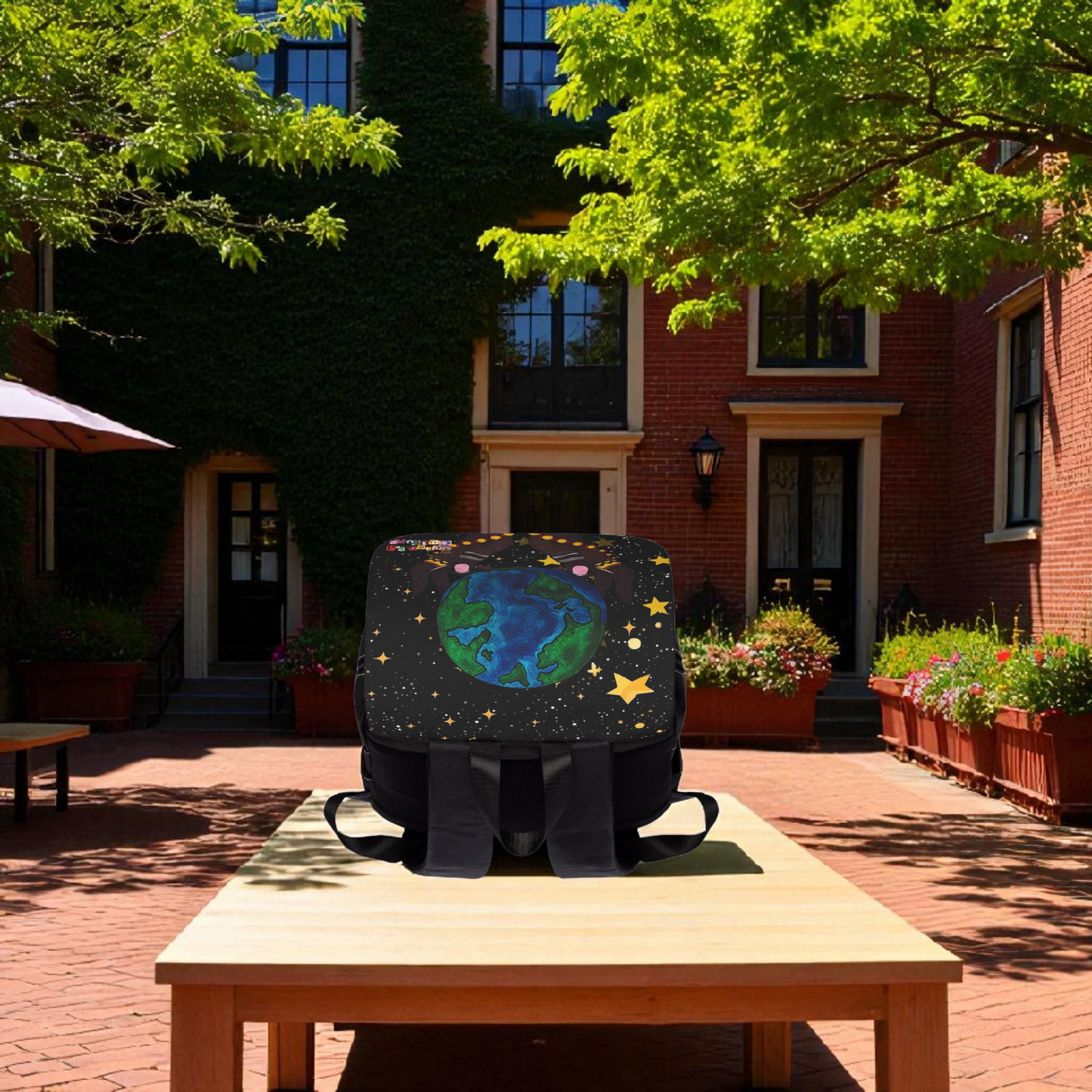 Colorful Earth-Themed Unisex Casual Shoulder Backpack - Perfect for Adventurers