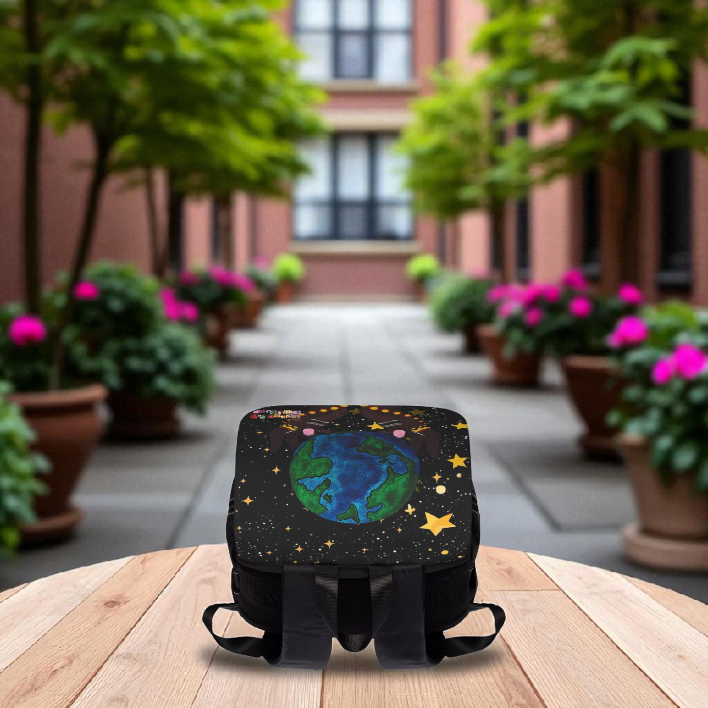 Colorful Earth-Themed Unisex Casual Shoulder Backpack - Perfect for Adventurers