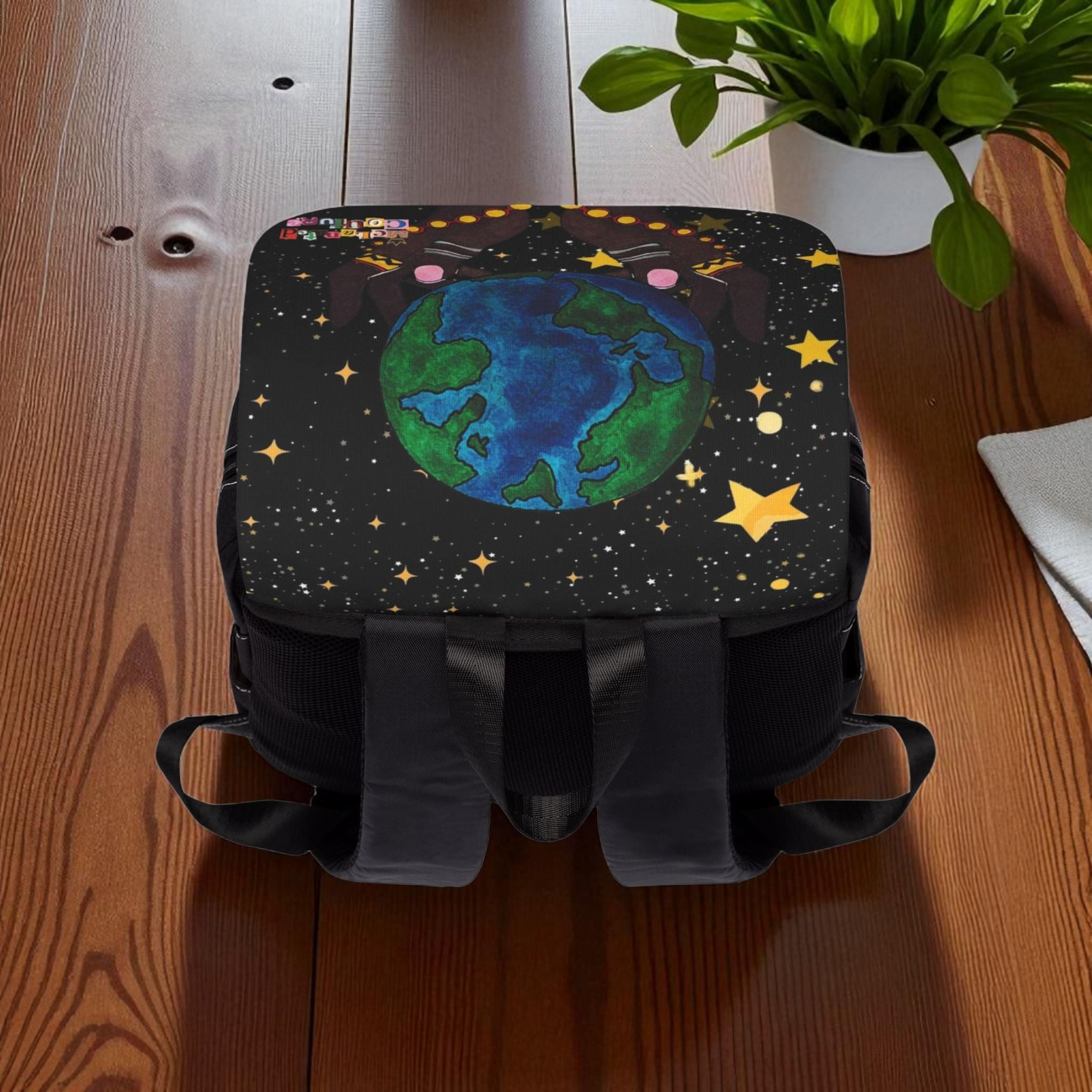 Colorful Earth-Themed Unisex Casual Shoulder Backpack - Perfect for Adventurers