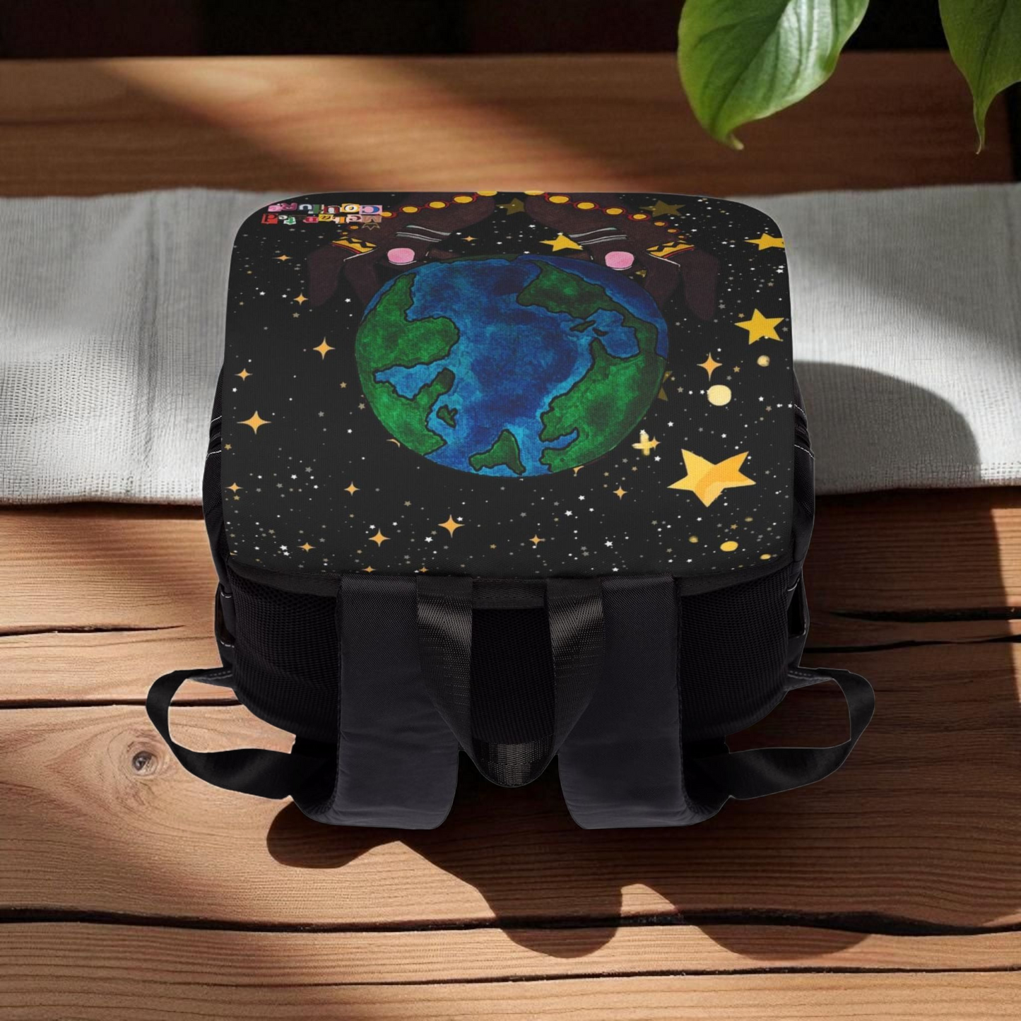 Colorful Earth-Themed Unisex Casual Shoulder Backpack - Perfect for Adventurers