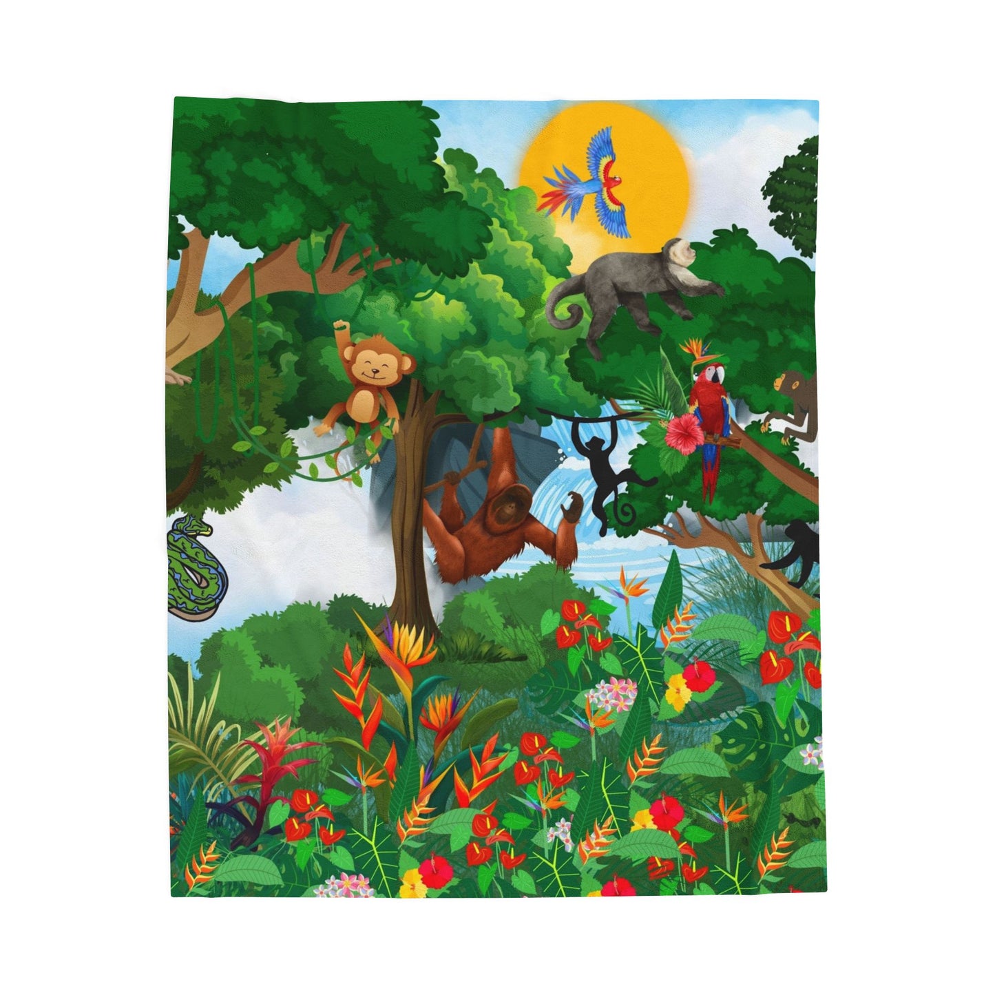 Jungle Adventure Velveteen Plush Blanket - Soft and Cozy for Kids and Adults