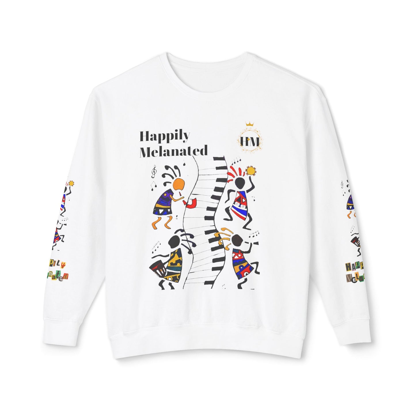 Hand-Drawn Afro Music Graphic Sweatshirt - Unisex Lightweight Crewneck