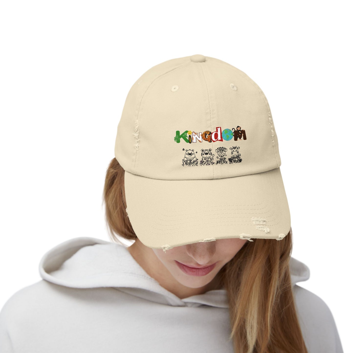 Graphic animal-themed Unisex Distressed Cap