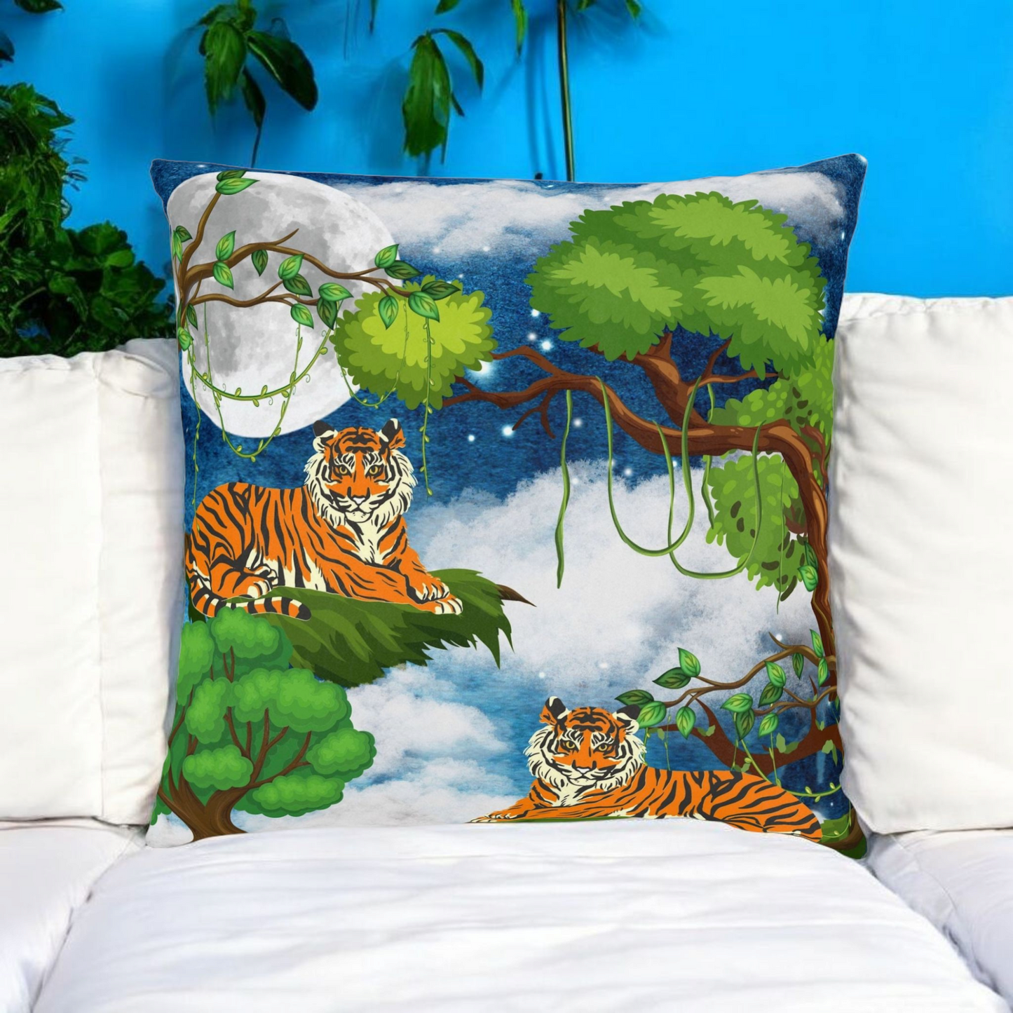 Cozy Tiger Jungle Square Pillow - Perfect for Nature Lovers