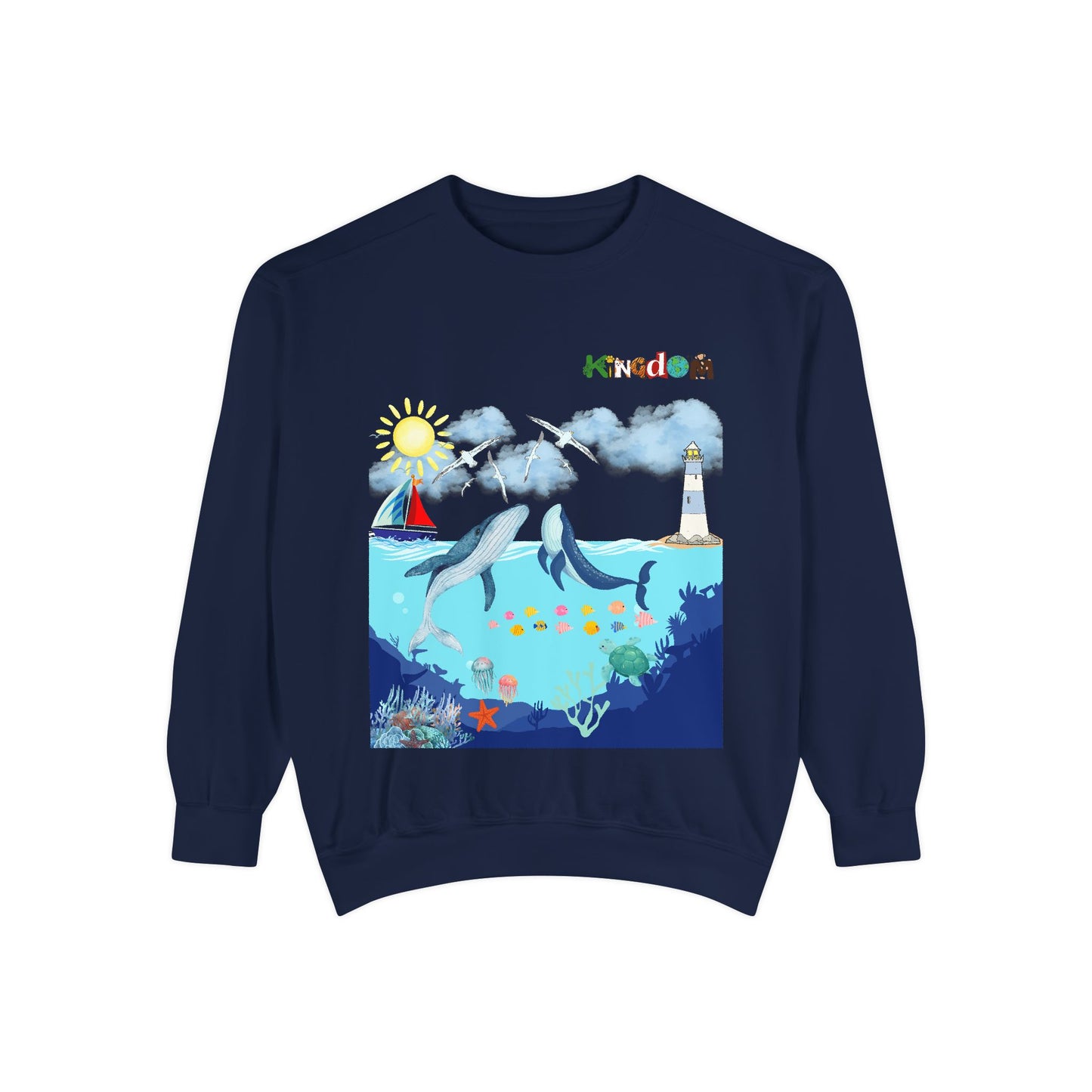 Nautical Animals Unisex Sweatshirt, Underwater Sailor Life Jumper, Sea Creatures Sweater