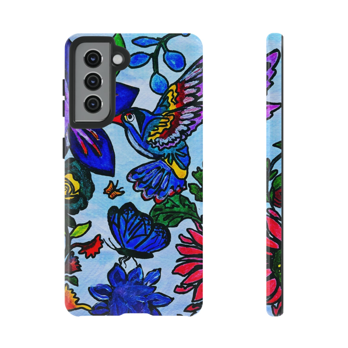 Floral Animal Art Phone Case - Spring Themed, Double Layered for Extra Durability - Tailored for iPhone/Samsung/Pixel