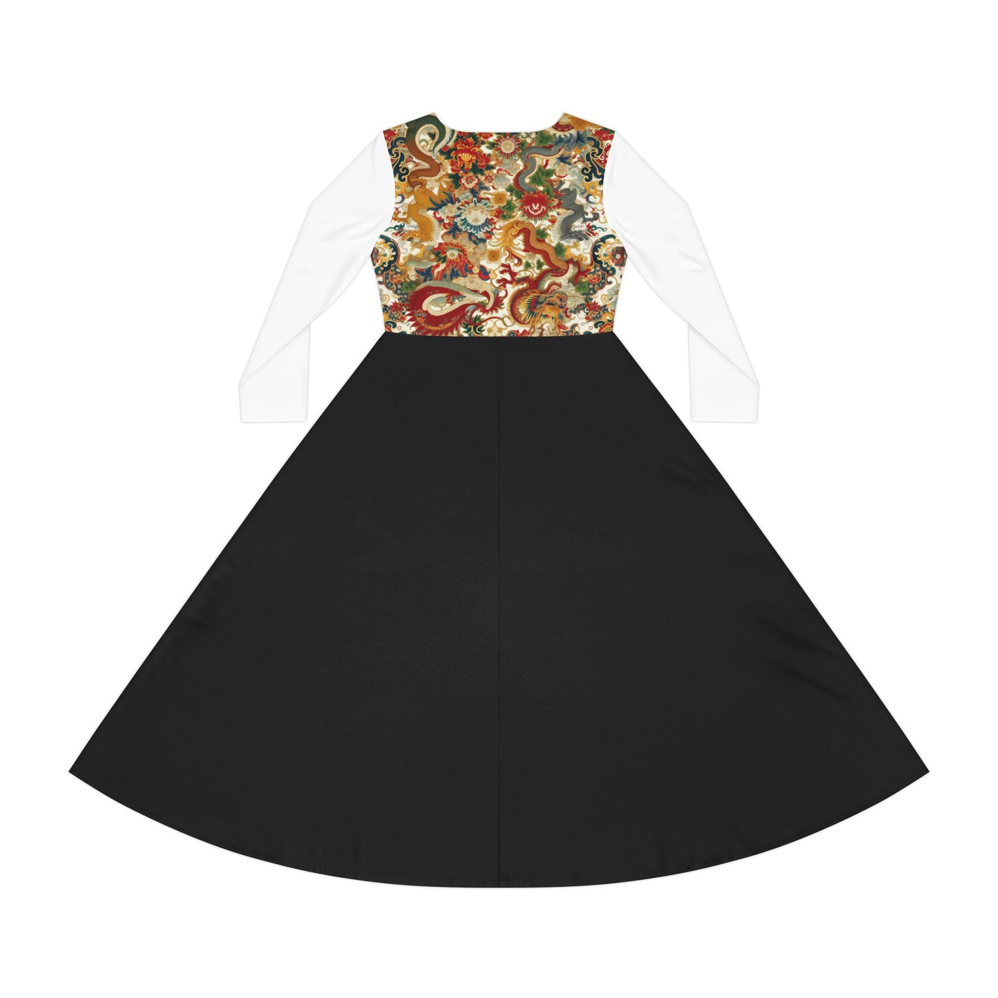 Elegant Floral Print Long Sleeve Dance Dress, Perfect for Parties, Dance Recitals