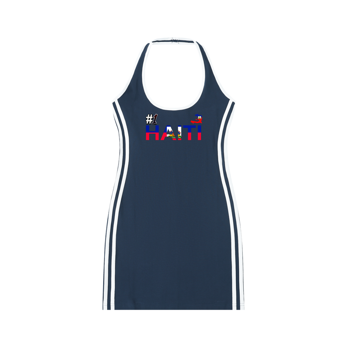 Haiti Flag Art Women's Binding Tight Halter Dress